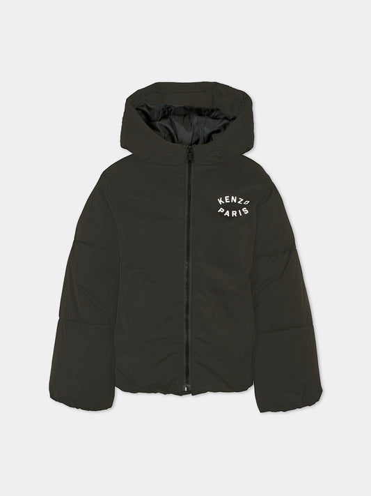 Piumino nero per bambini con Lucky Tiger,Kenzo Kids,K61461 095