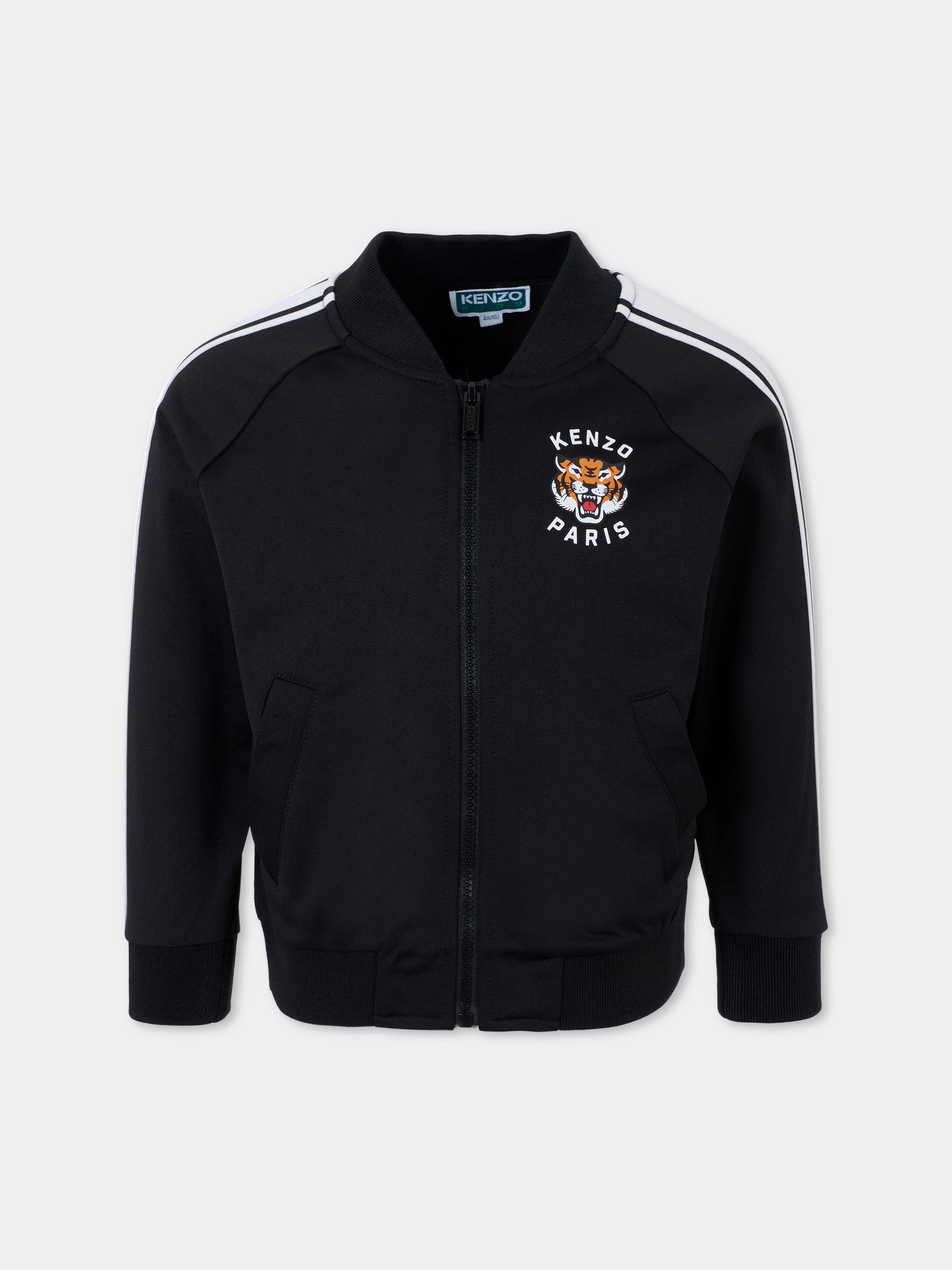 Felpa nera per bambino con Lucky Tiger,Kenzo Kids,K61469 095