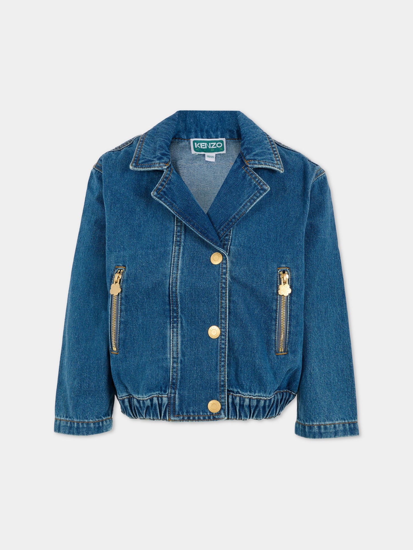 Giubbotto di jeans denim per bambina con logo,Kenzo Kids,K61475 Z27