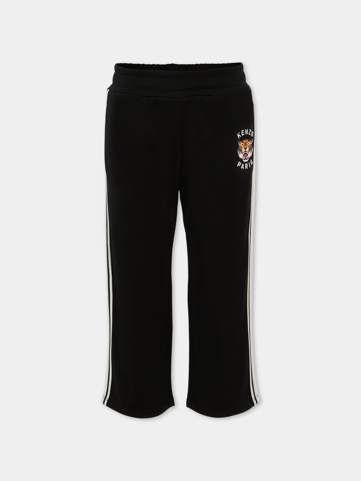 Pantaloni neri per bambino con Lucky Tiger,Kenzo Kids,K61477 095
