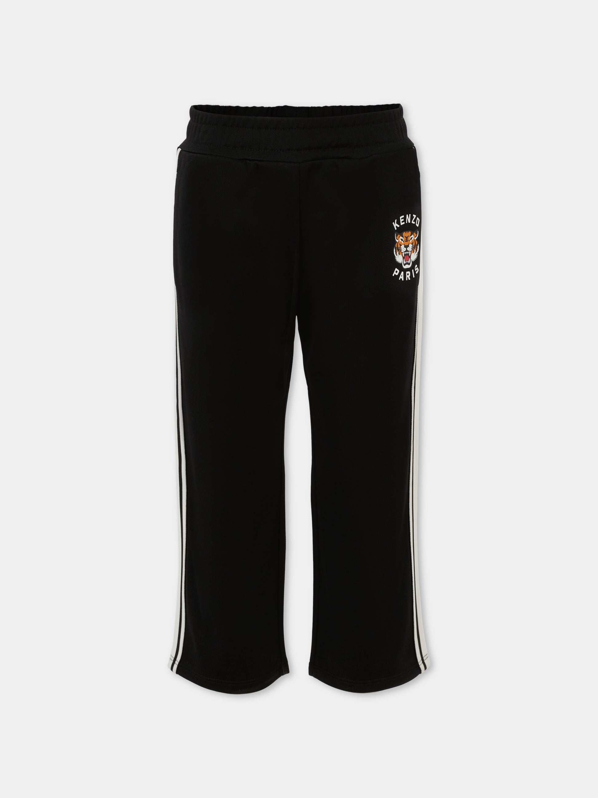 Pantaloni neri per bambino con Lucky Tiger,Kenzo Kids,K61477 095