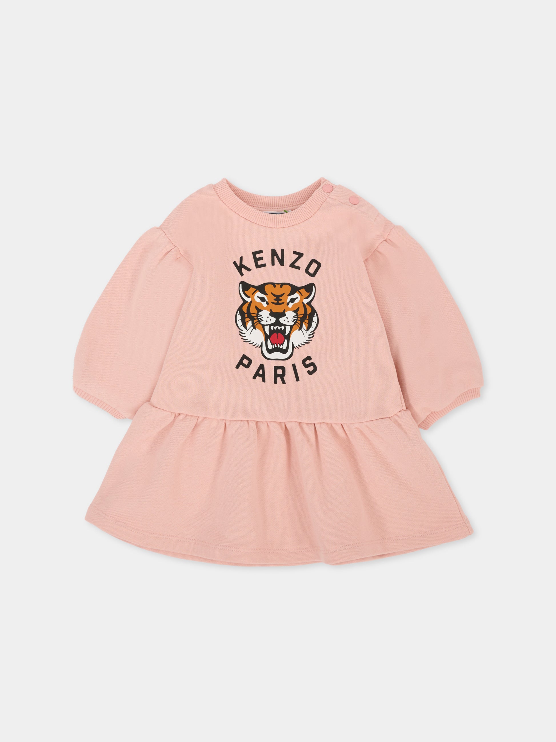 Vestito rosa per neonata con Lucky Tiger,Kenzo Kids,K61499 47H