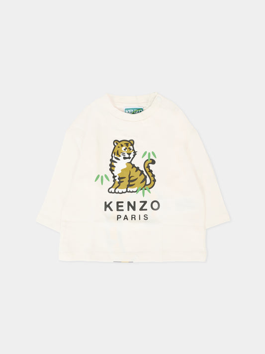 T-shirt avorio per neonati con Kotora,Kenzo Kids,K61501 117