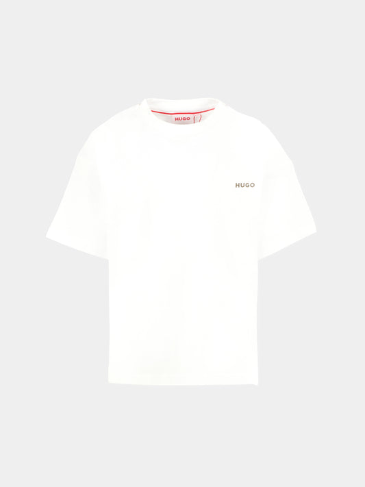 T-shirt bianca per bambino con logo,Hugo,G00444 10P