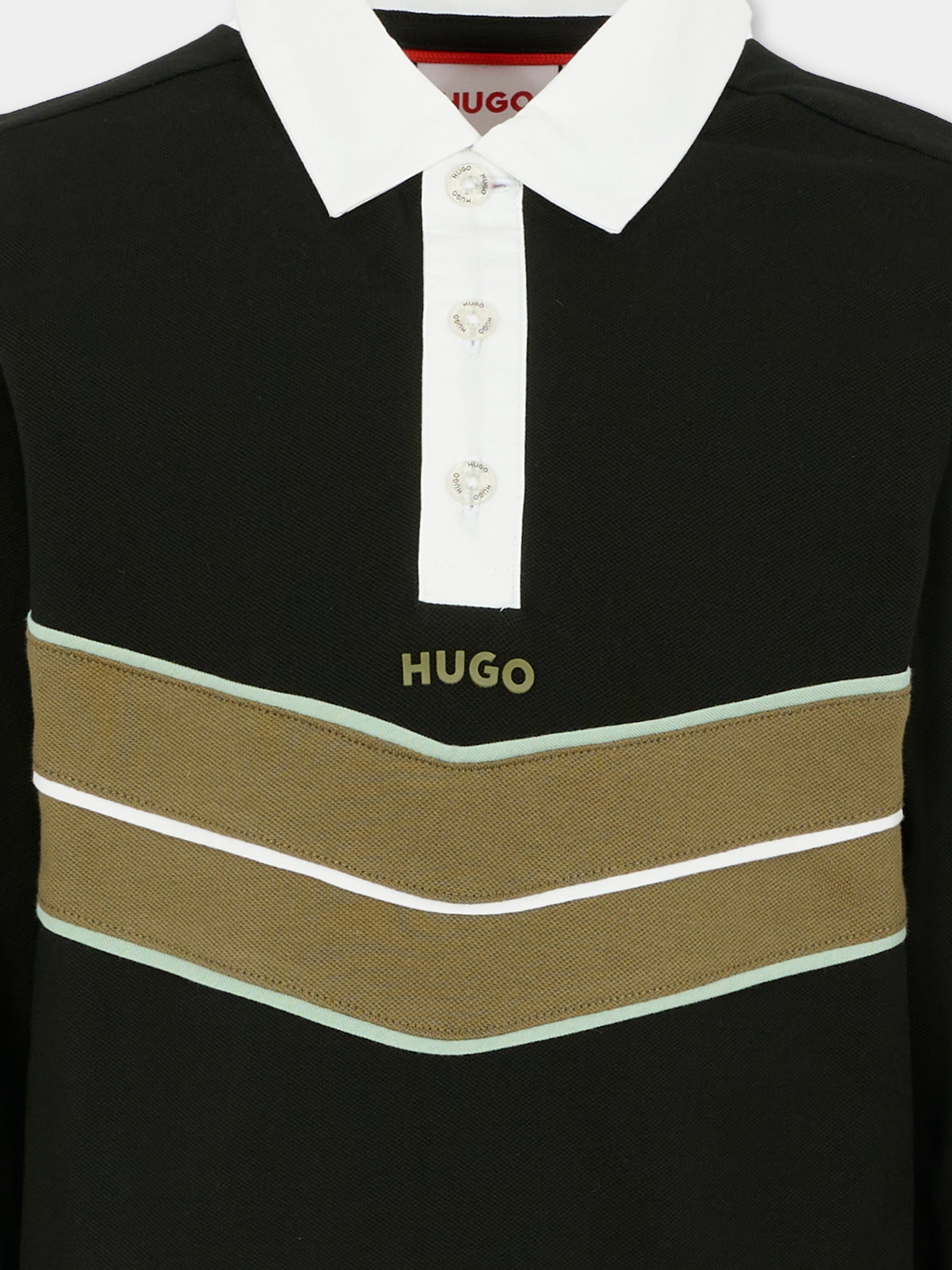 Polo nera per bambino con logo,Hugo,G00445 09B