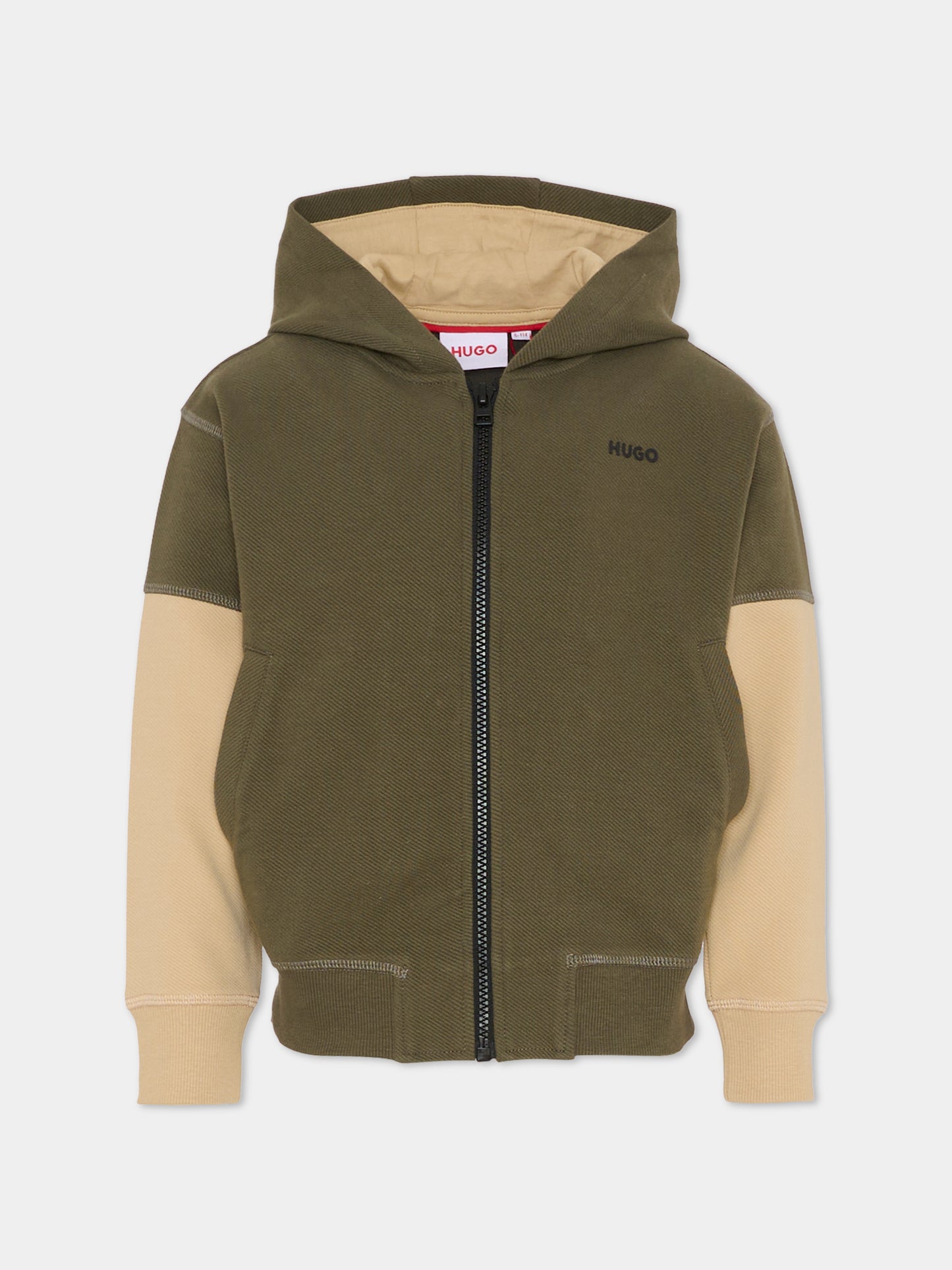 Felpa verde per bambino con logo,Hugo,G00459 P26