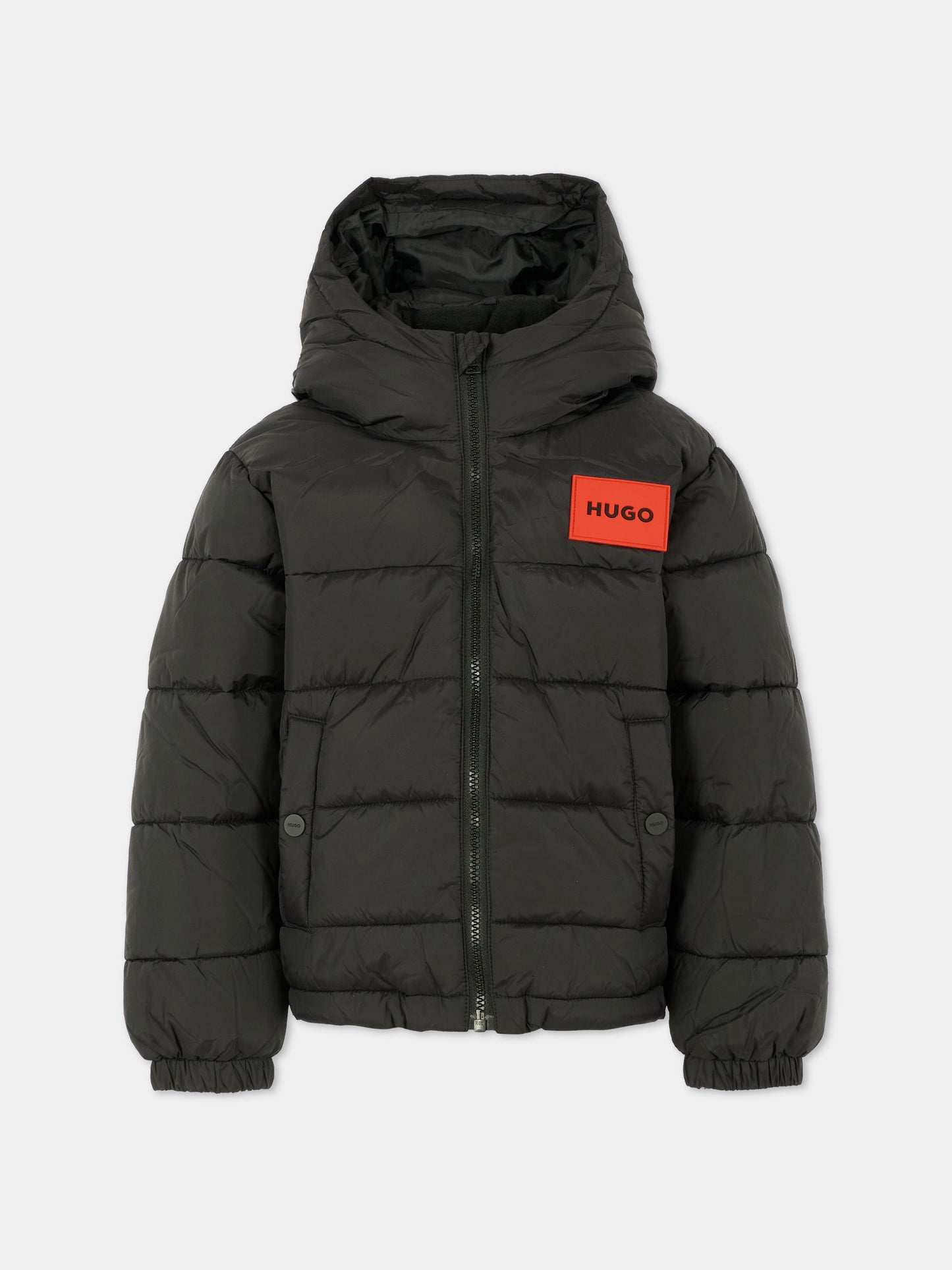 Piumino nero per bambino con logo,Hugo,G00484 09B