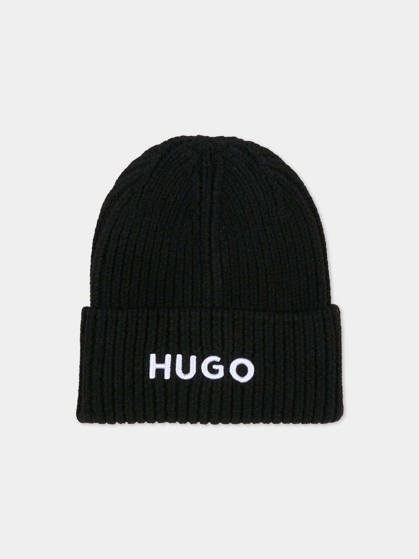 Berretto nero per bambino con logo,Hugo,G00545 09B