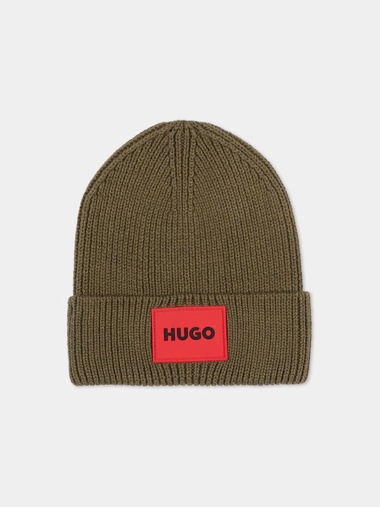 Berretto verde per bambino con logo,Hugo,G00561 65F
