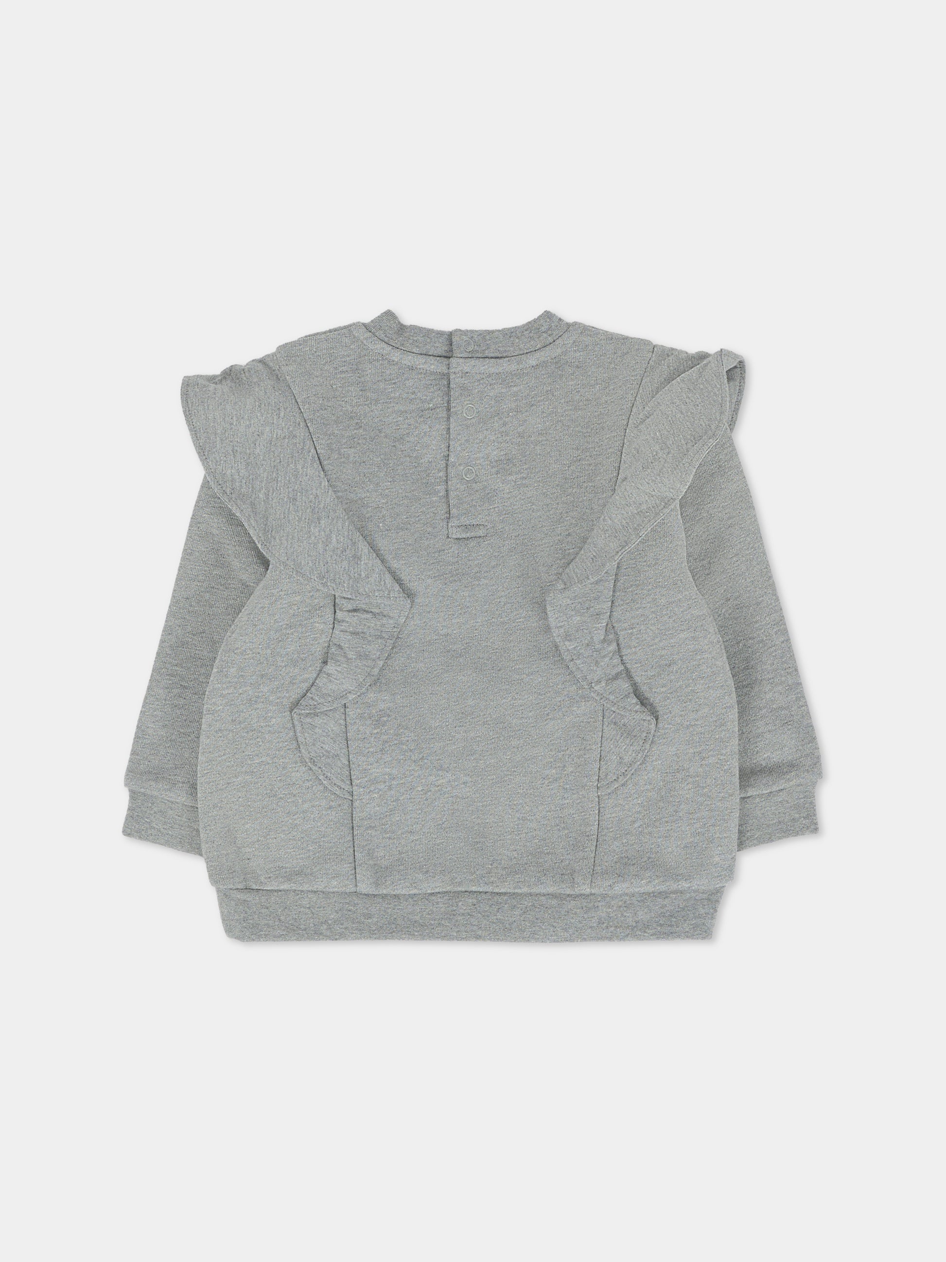 Felpa grigia per neonata con logo,Chloé Kids,C20705 A46