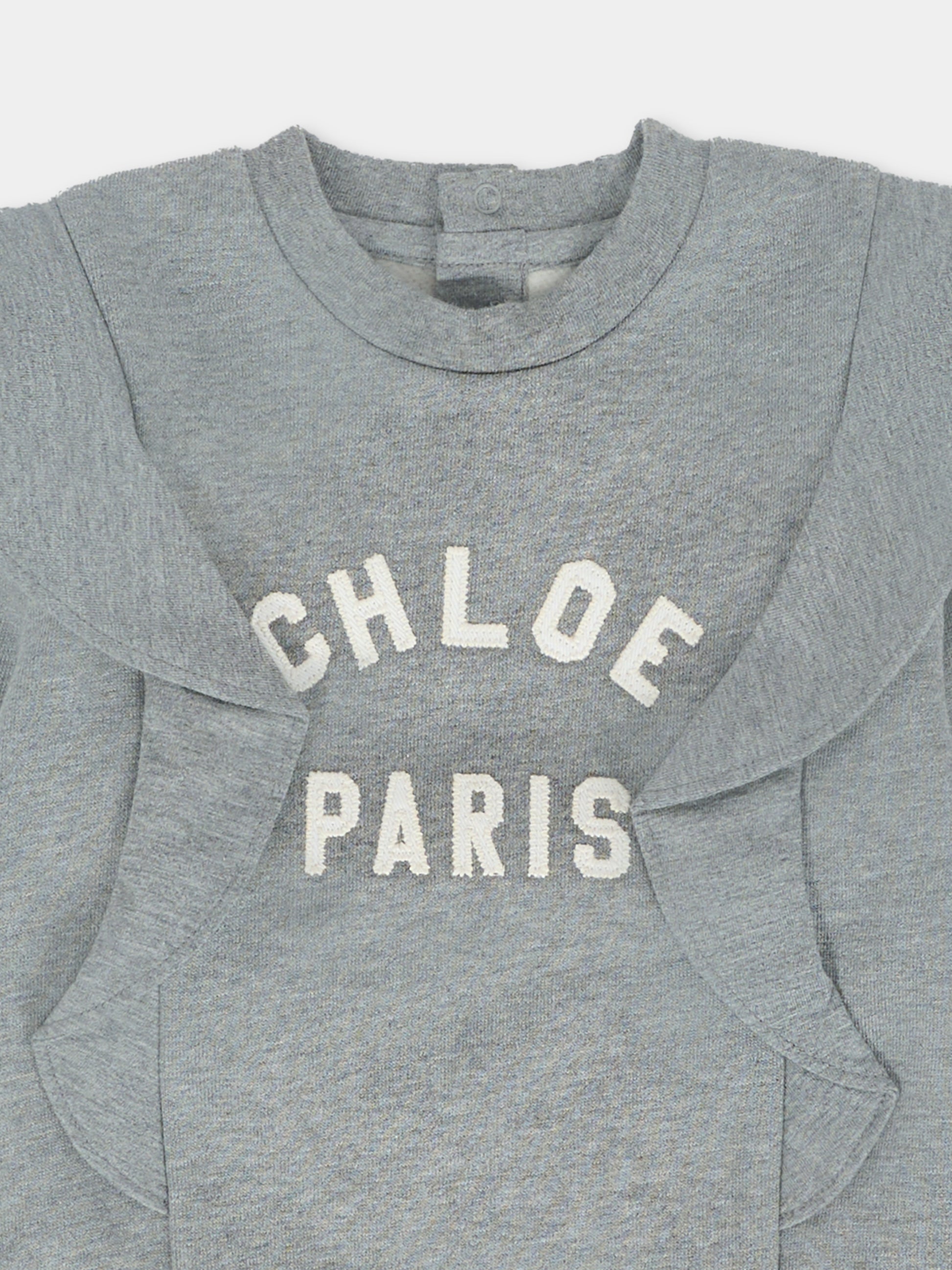 Felpa grigia per neonata con logo,Chloé Kids,C20705 A46