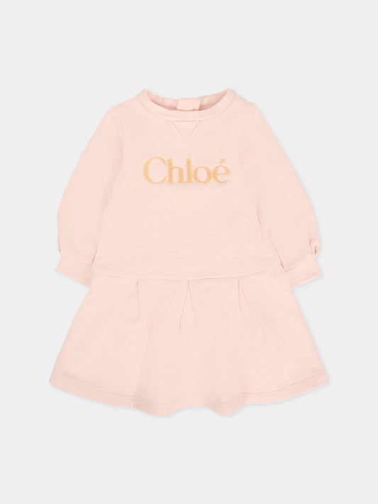 Vestito rosa per neonata con logo,Chloé Kids,C20709 46J