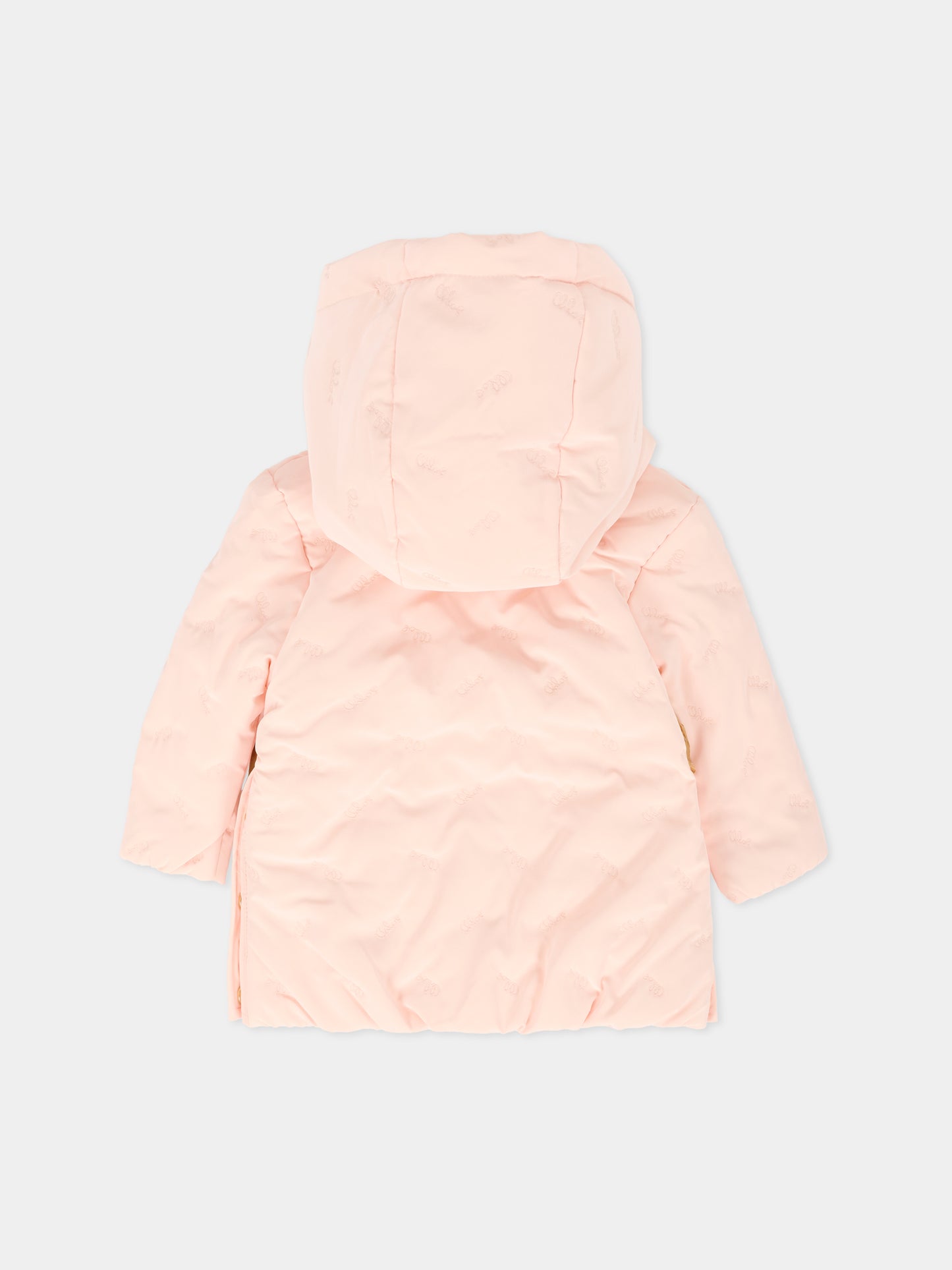 Piumino rosa per neonata con logo,Chloé Kids,C20724 46J