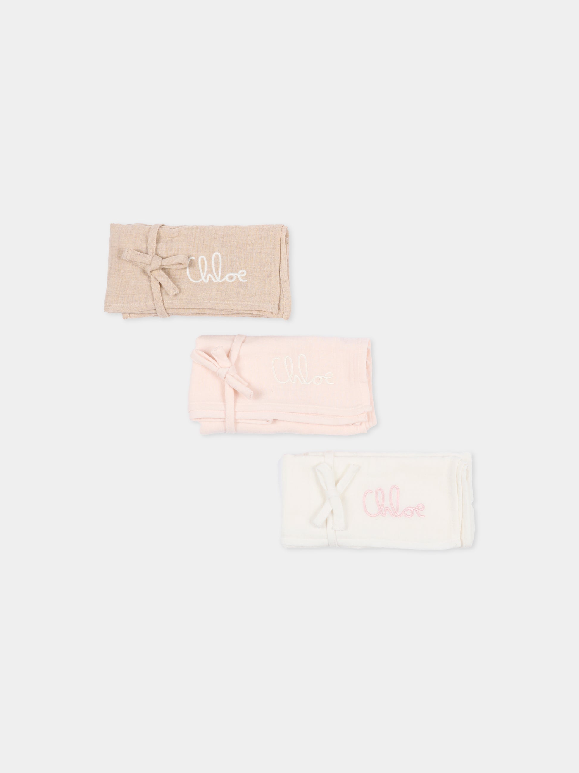 Set accessori rosa per neonata con logo,Chloé Kids,C20767 Z41