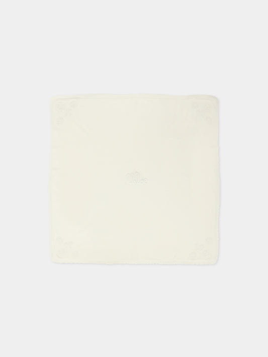 Coperta avorio per neonata con logo,Chloé Kids,C20771 117