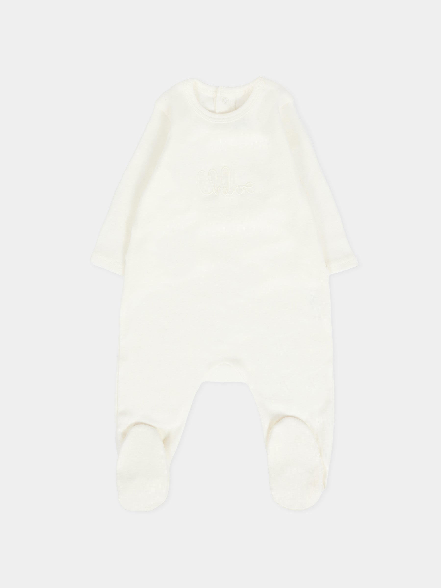 Set tutine bianco per neonata con logo,Chloé Kids,C20775 N02