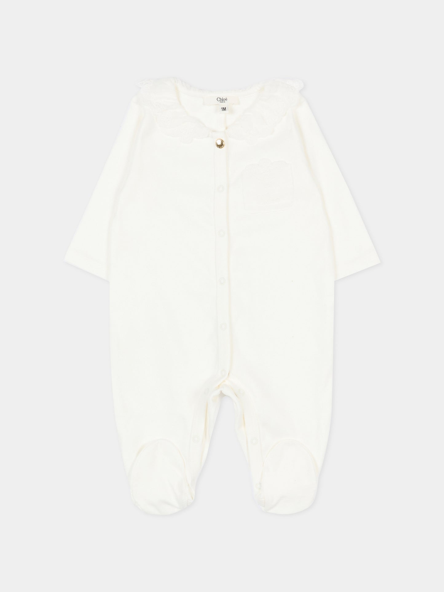 Set tutina avorio per neonata con logo,Chloé Kids,C20776 117