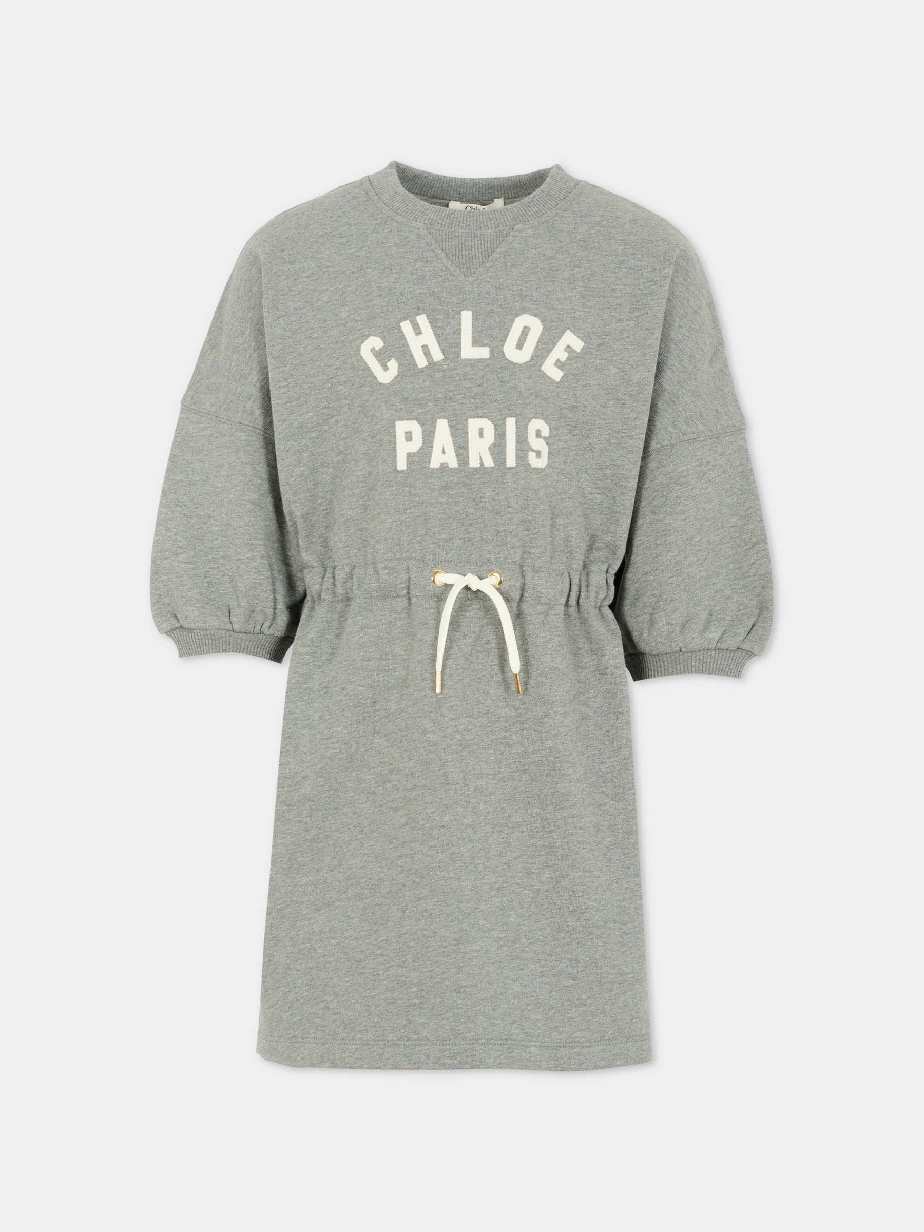Vestito grigio per bambina con logo,Chloé Kids,C20617 A46