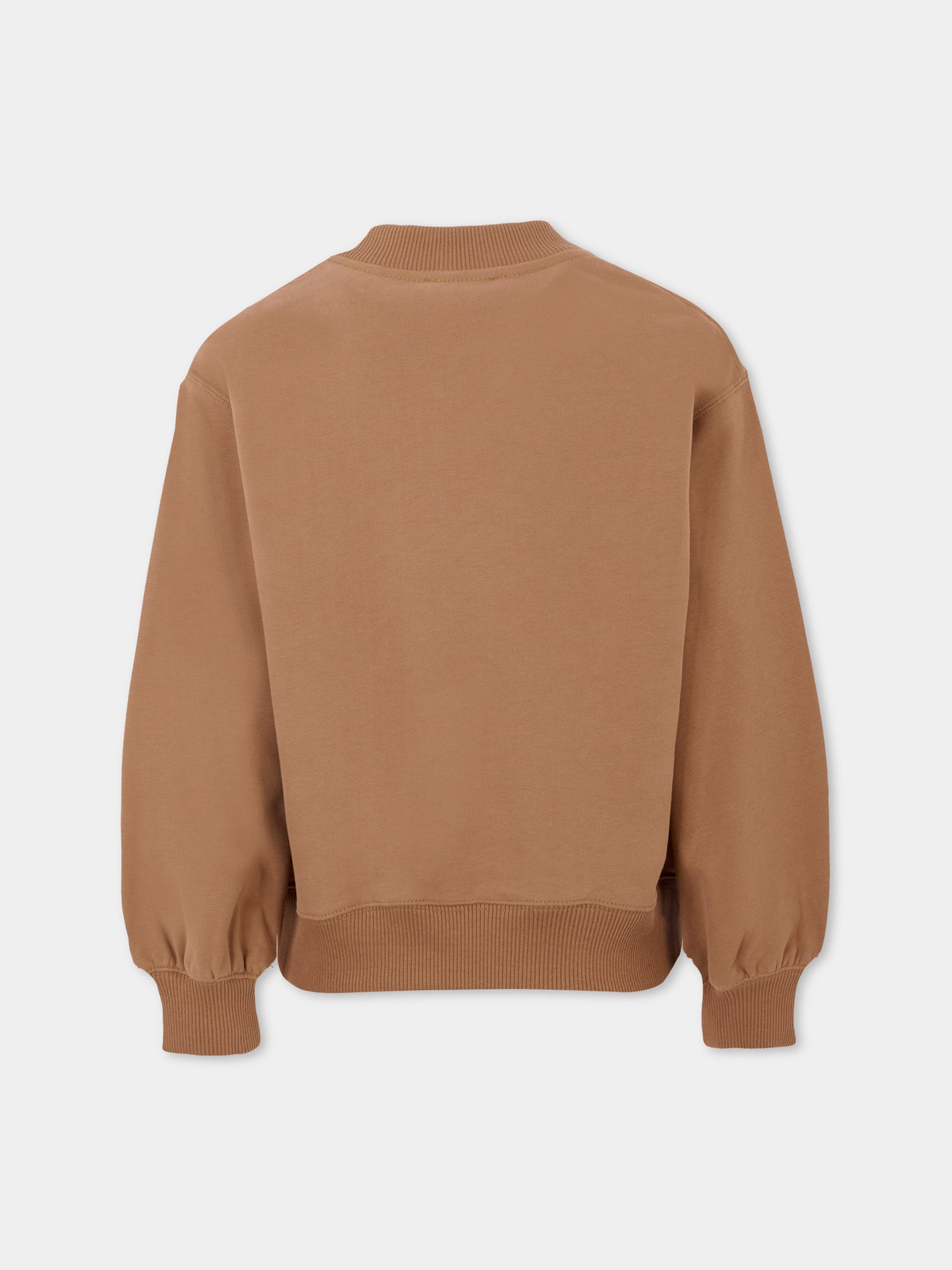 Felpa beige per bambina con logo in velluto,Chloé Kids,C20649 31C