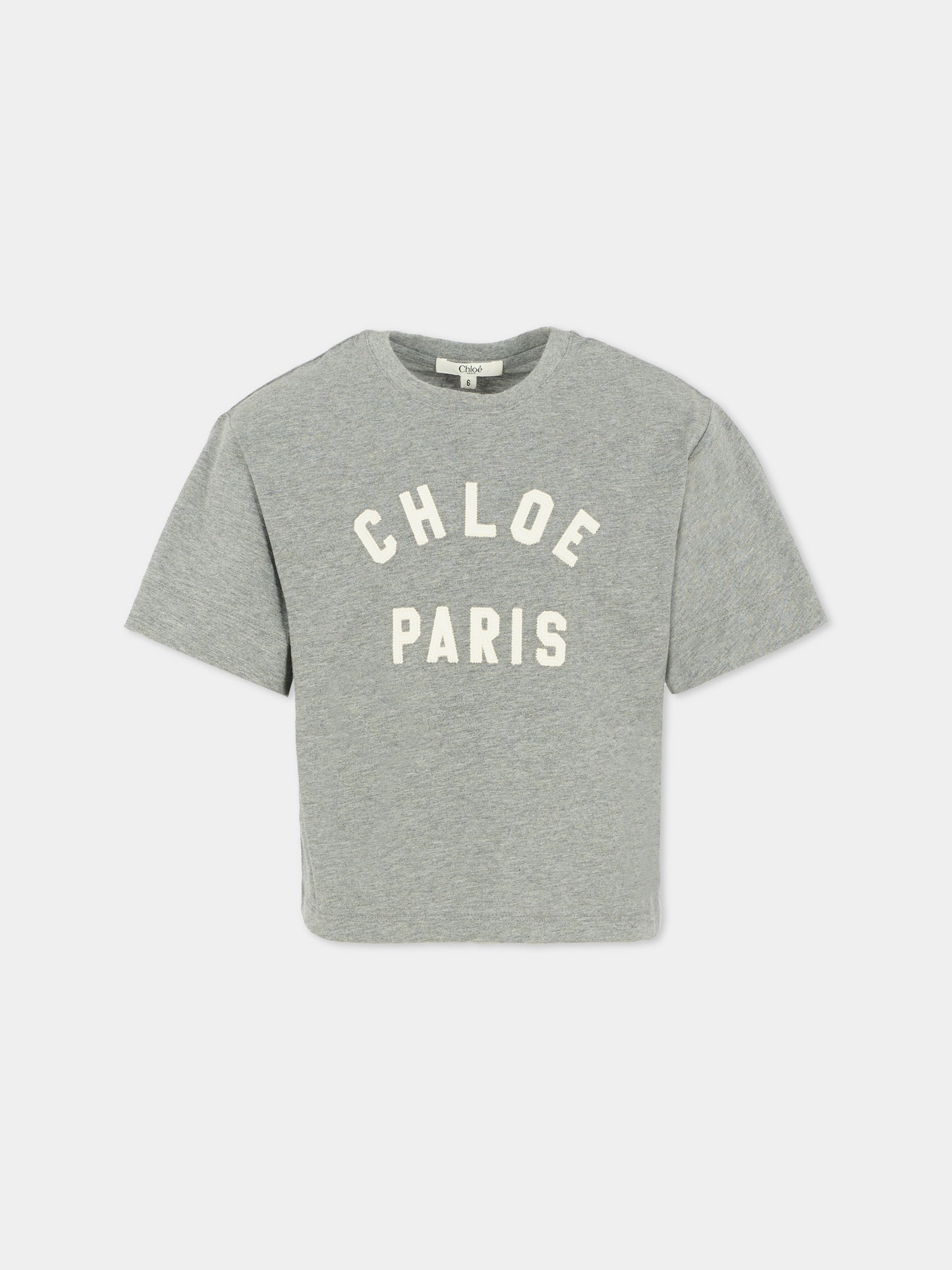 T-shirt grigia per bambina con logo,Chloé Kids,C20654 A46