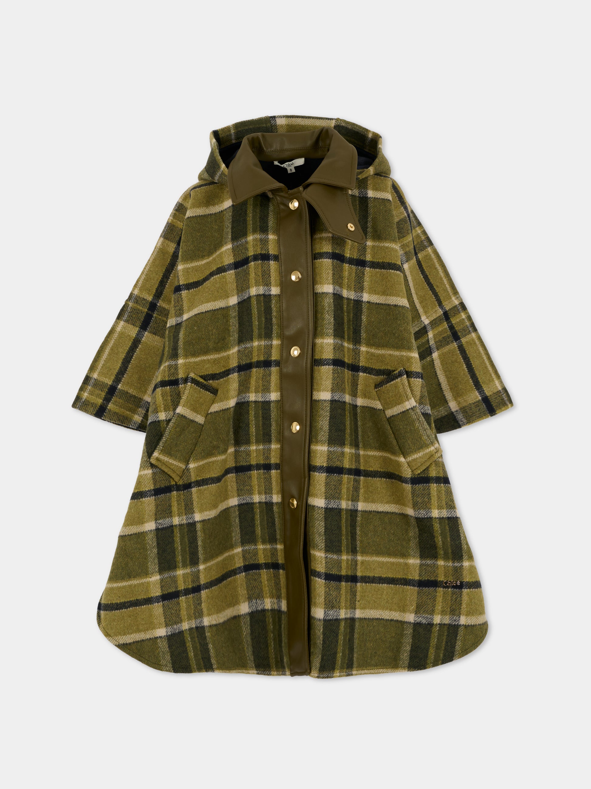 Cappa verde per bambina con logo,Chloé Kids,C20670 Z67
