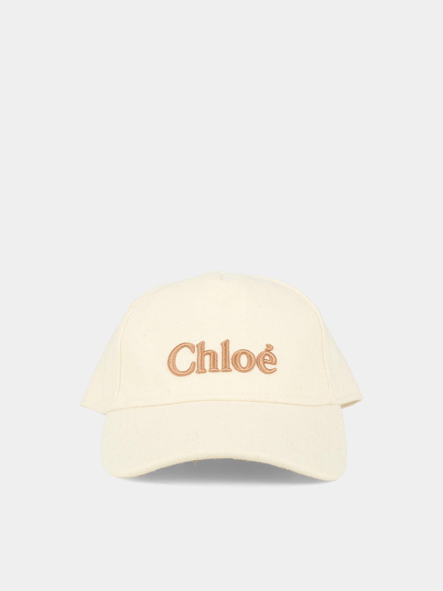 Cappello avorio per bambina con logo,Chloé Kids,C20681 148