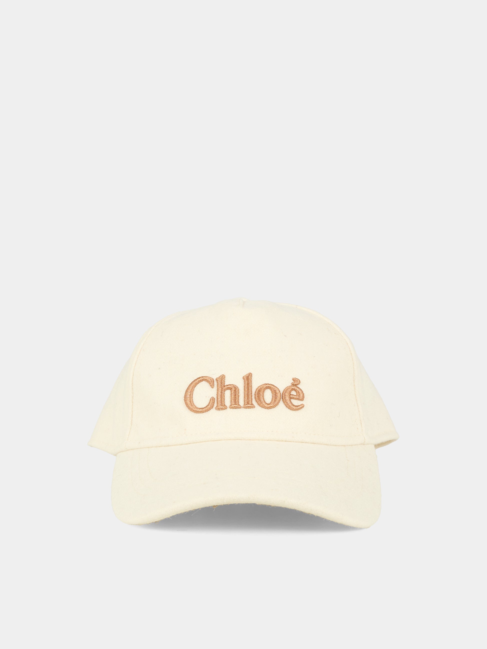 Cappello avorio per bambina con logo,Chloé Kids,C20681 148