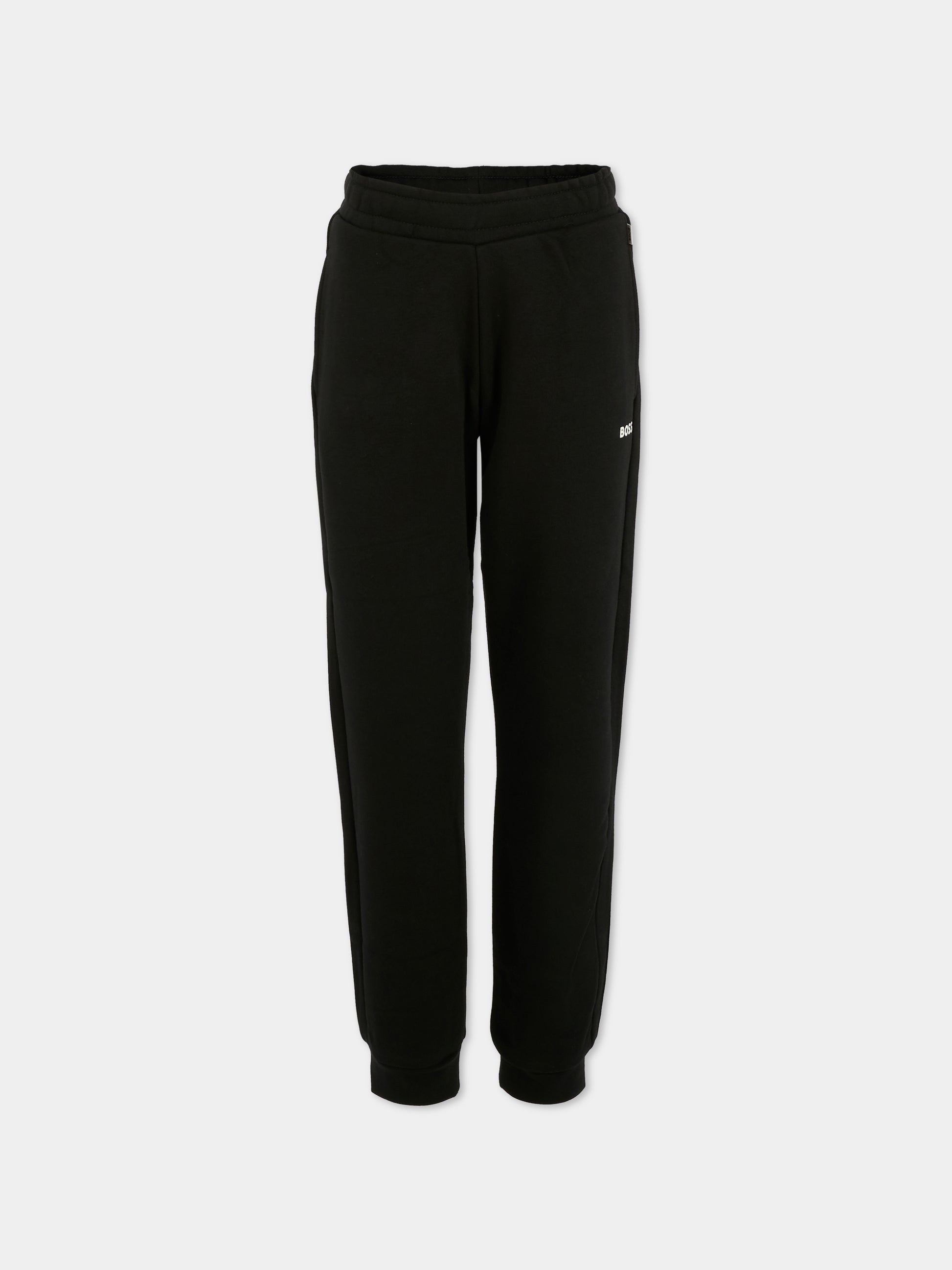 Pantaloni neri per bambino con logo,Boss,J52288 09B