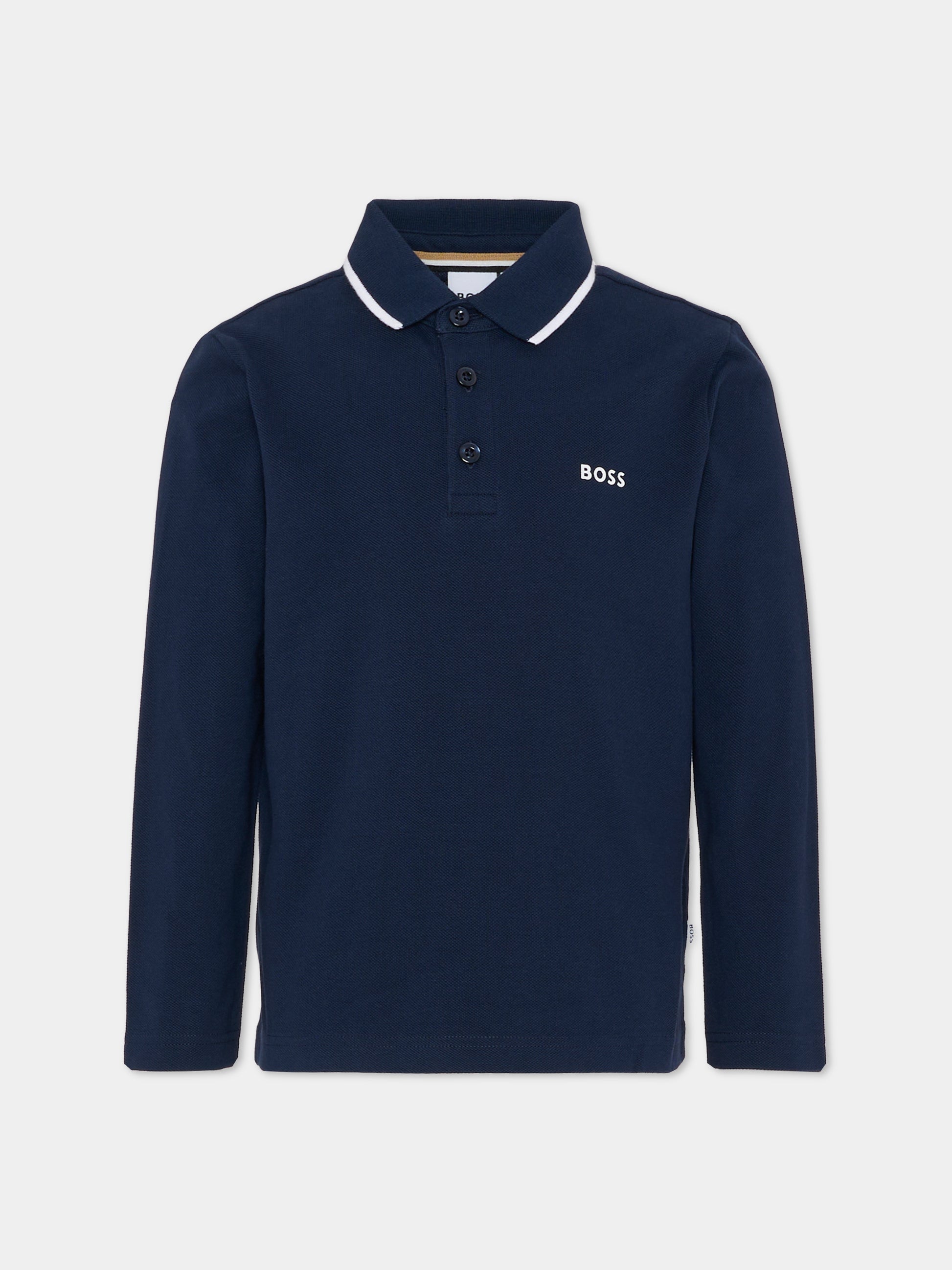 Polo blu per bambino con logo,Boss,J52330 849