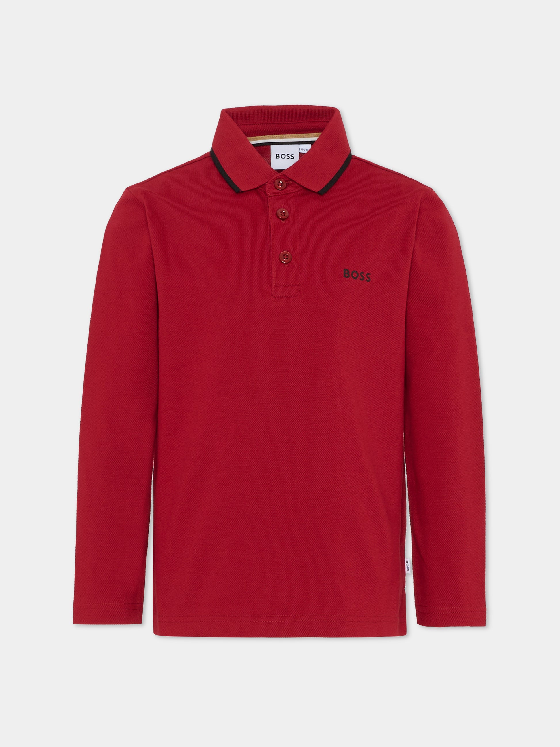 Polo rossa per bambino con logo,Boss,J52330 96D
