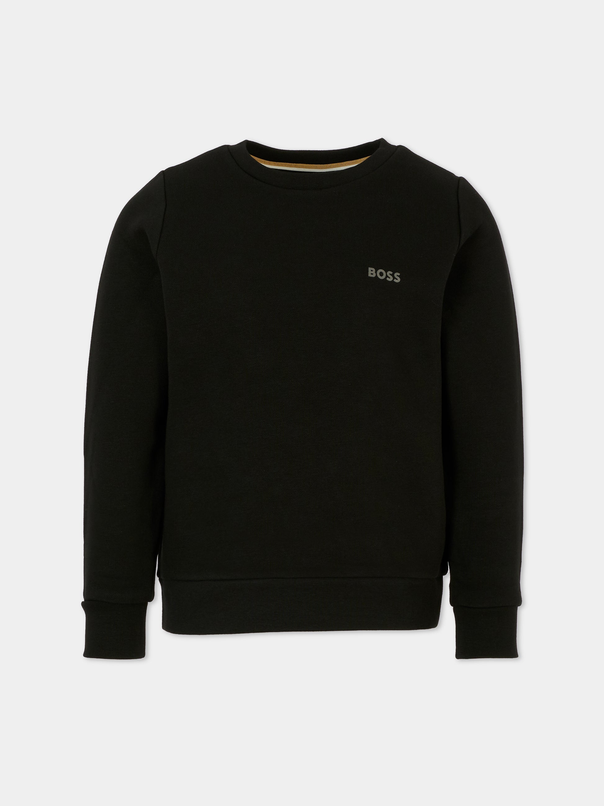 Felpa nera per bambino con logo,Boss,J52348 09B