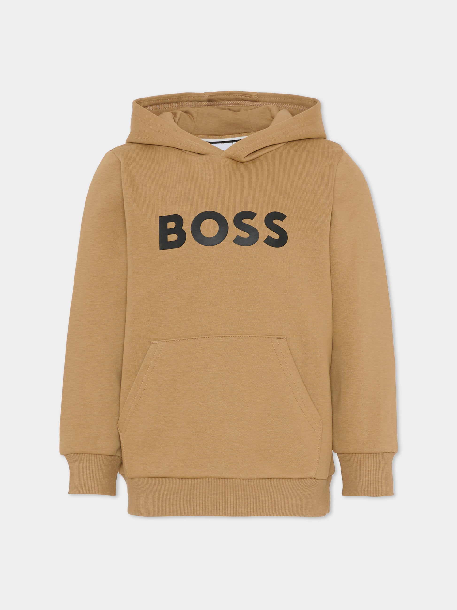 Felpa beige per bambino con logo bianco,Boss,J52351 269