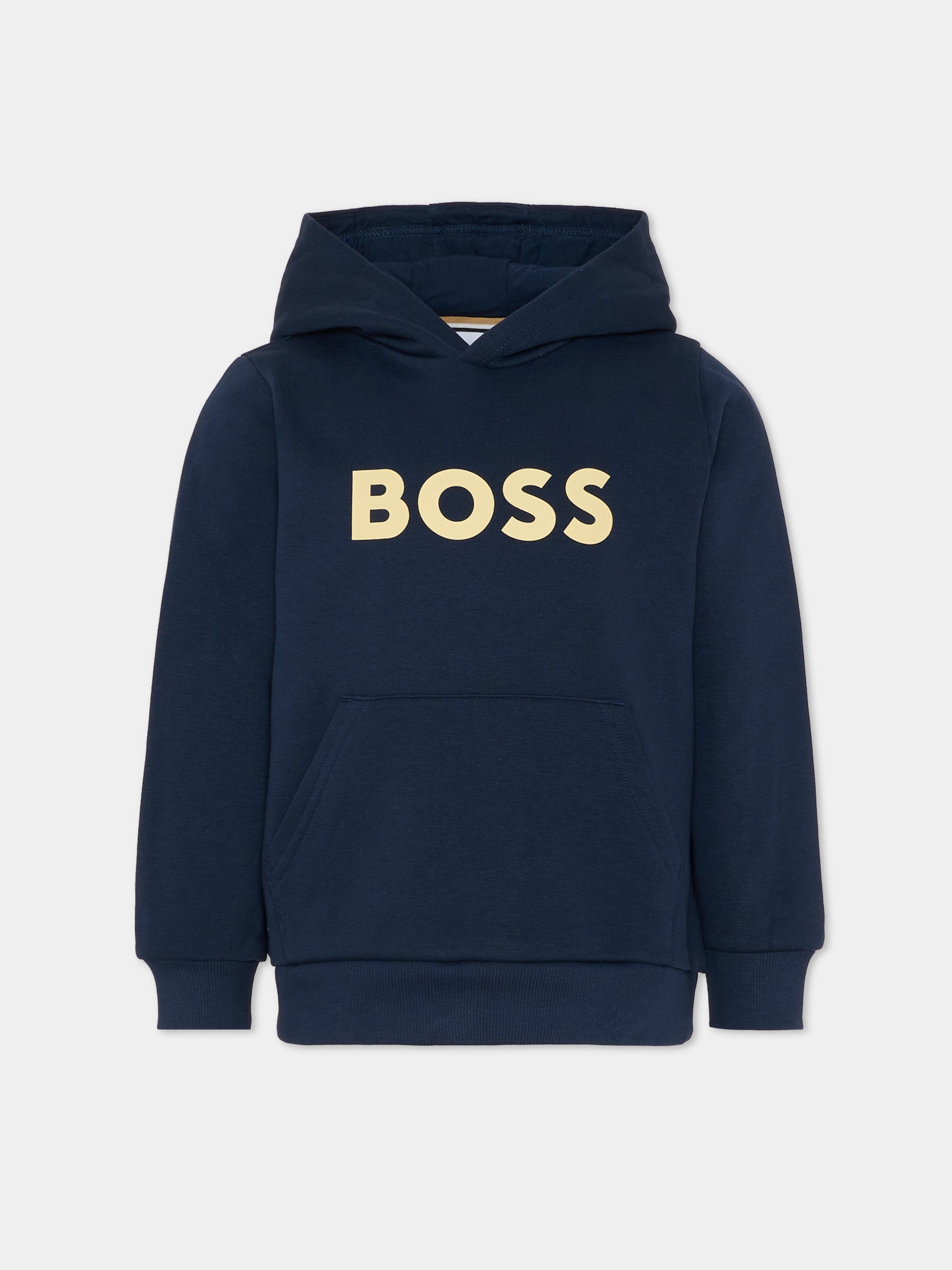 Felpa blu per bambino con logo bianco,Boss,J52351 849