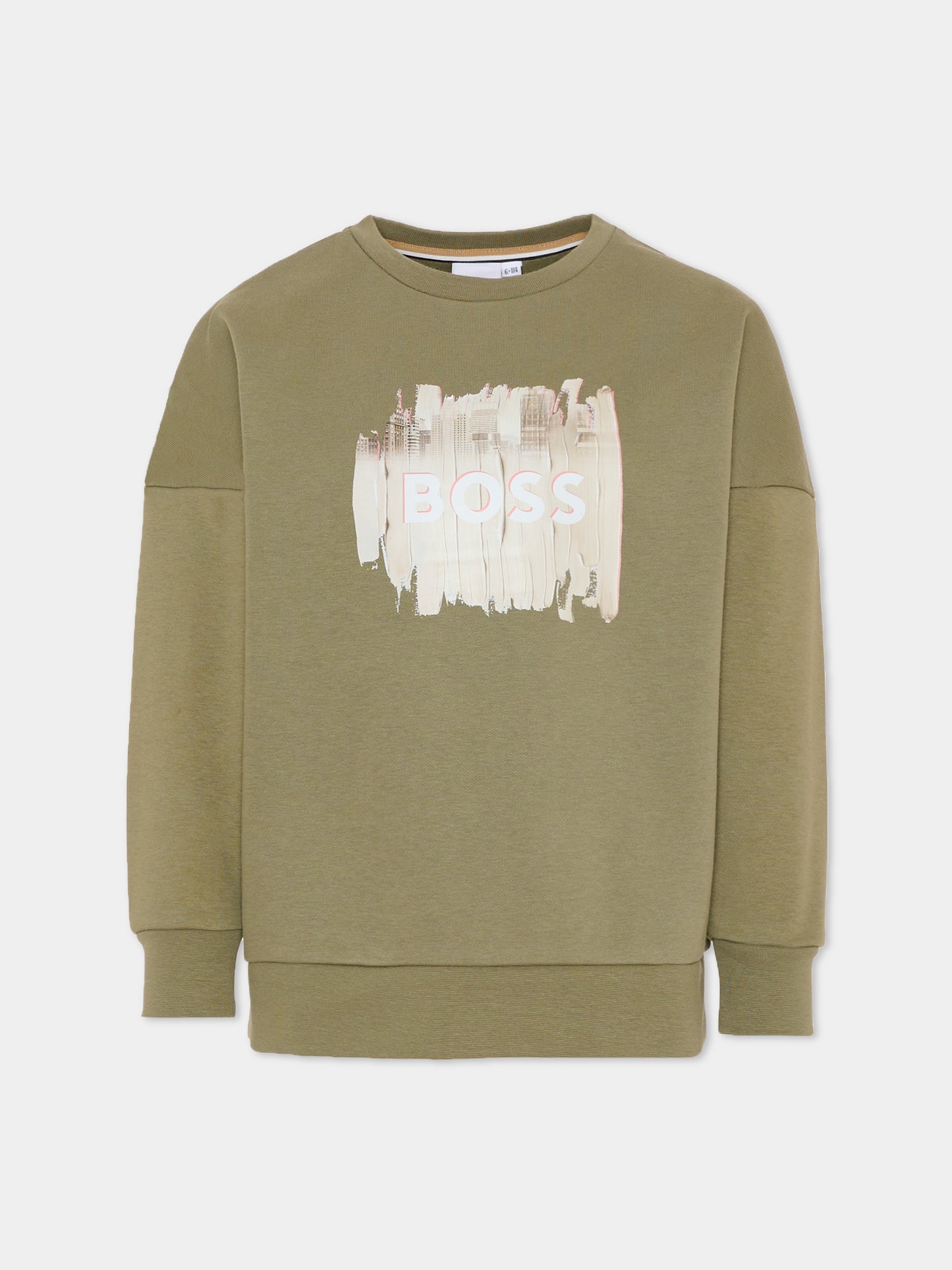 Sweat-shirt vert pour garçon avec logo