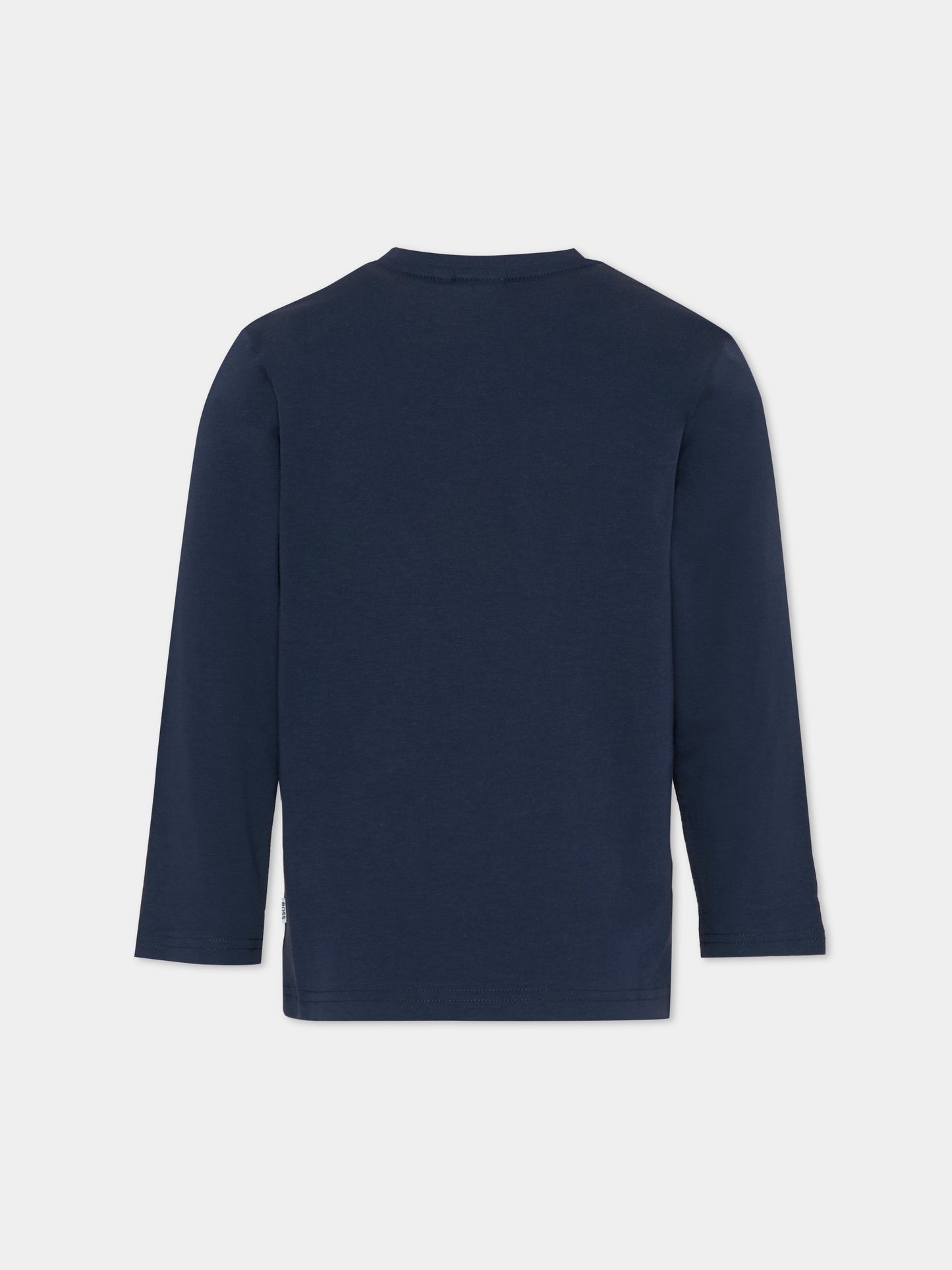 T-shirt blu per bambino con logo,Boss,J52364 849