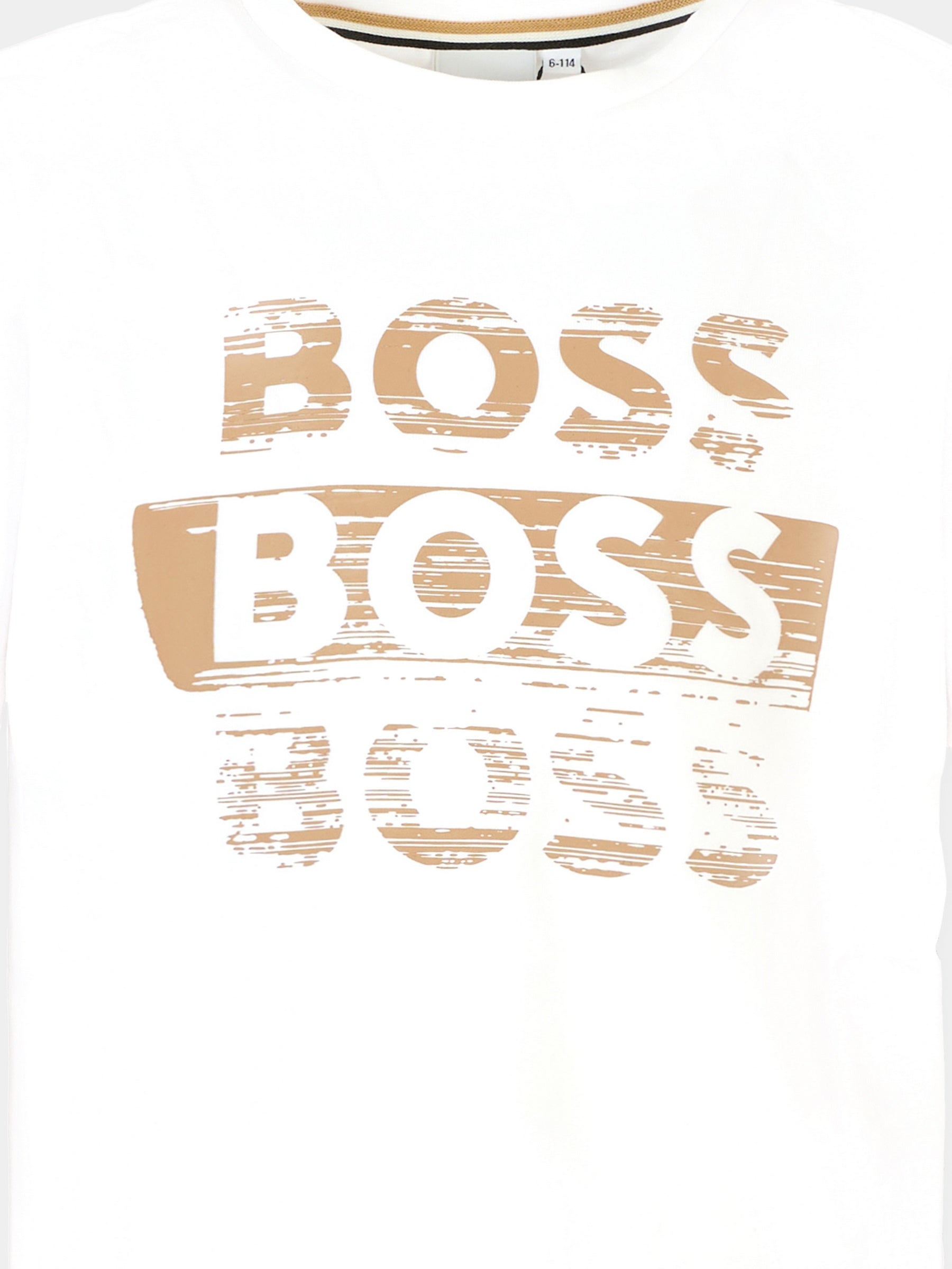 T-shirt bianca per bambino con logo,Boss,J52366 10P