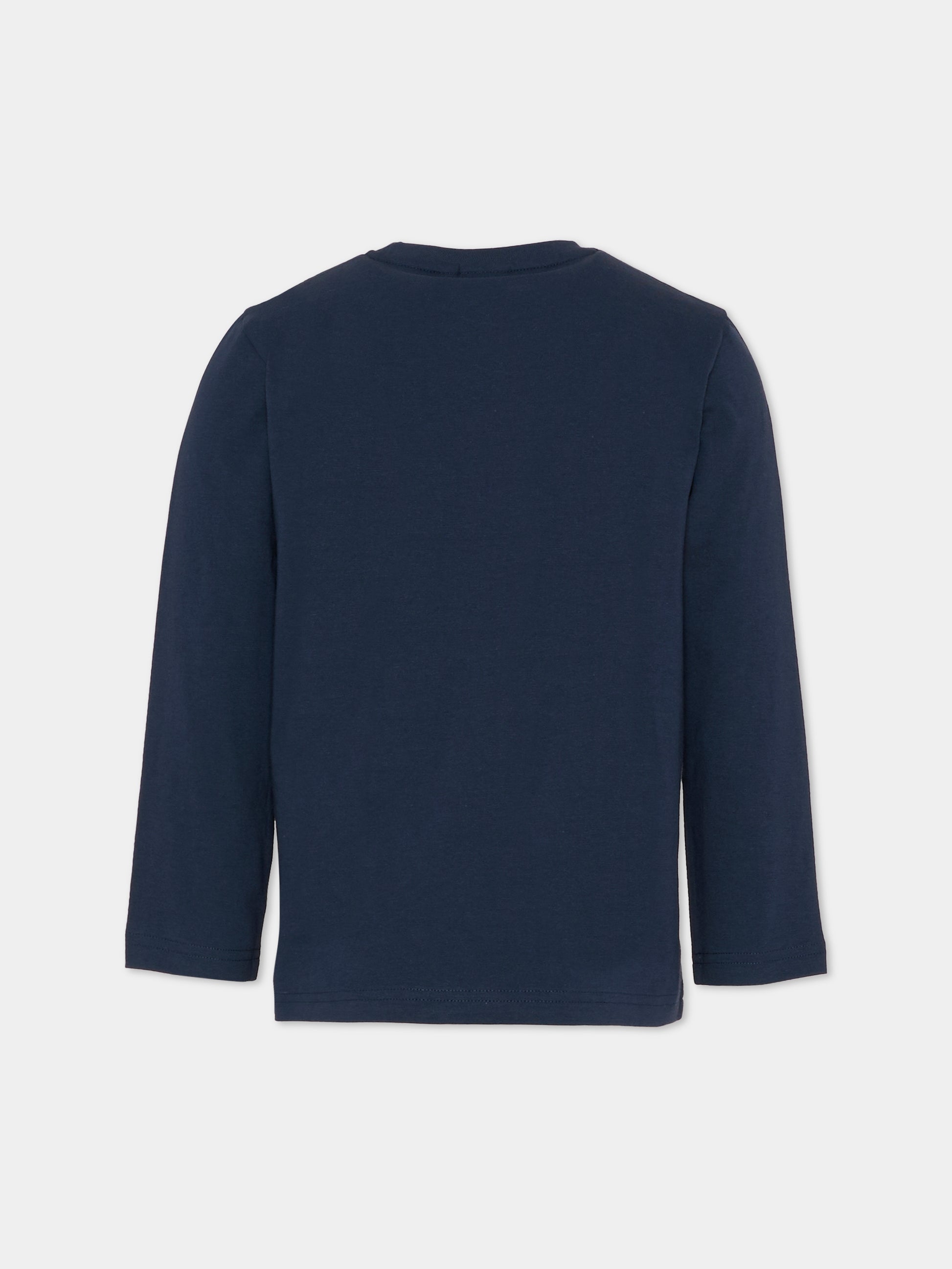 T-shirt blu per bambino con logo,Boss,J52371 849