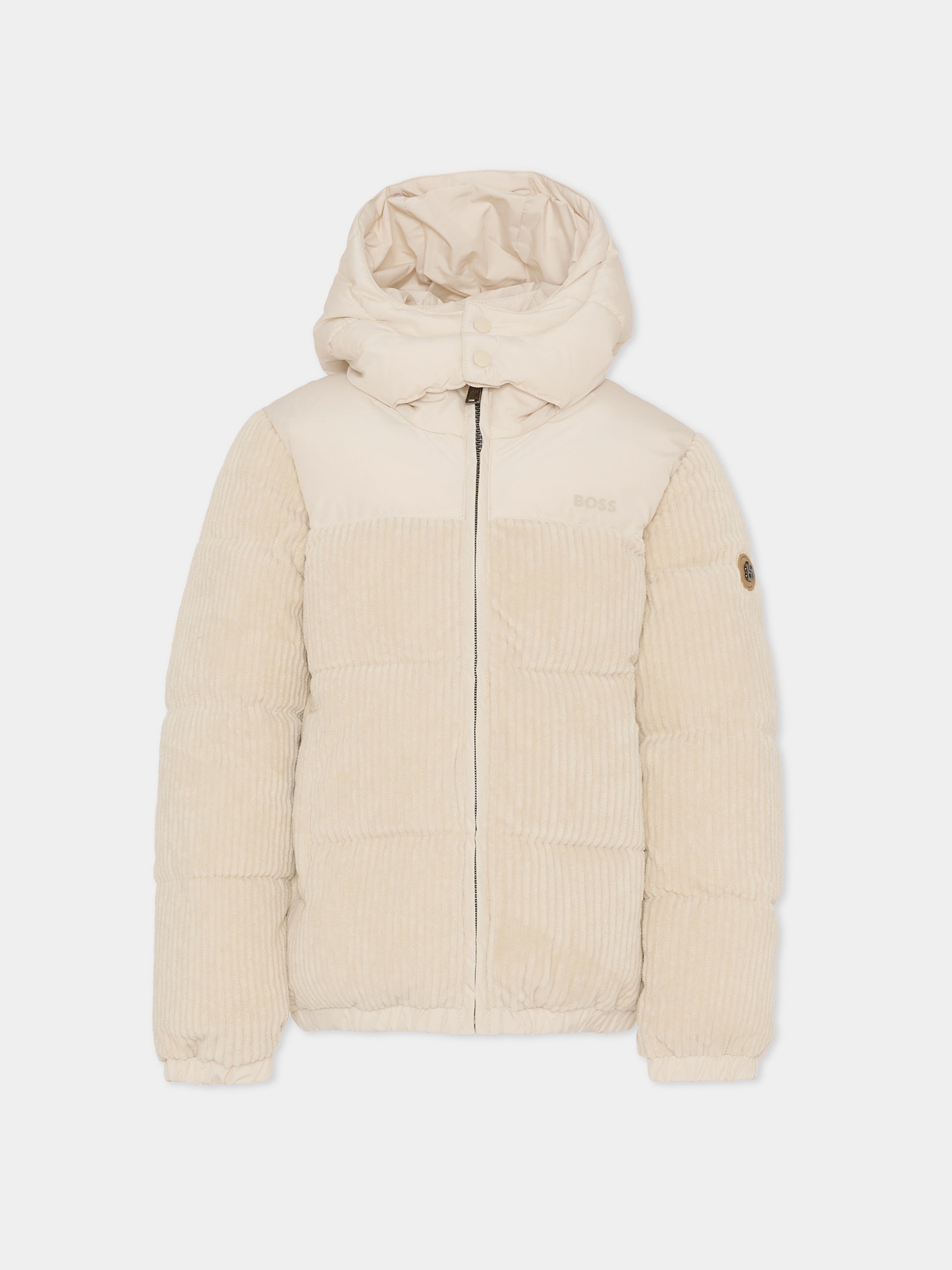Piumino avorio per bambino con logo,Boss,J52393 21C