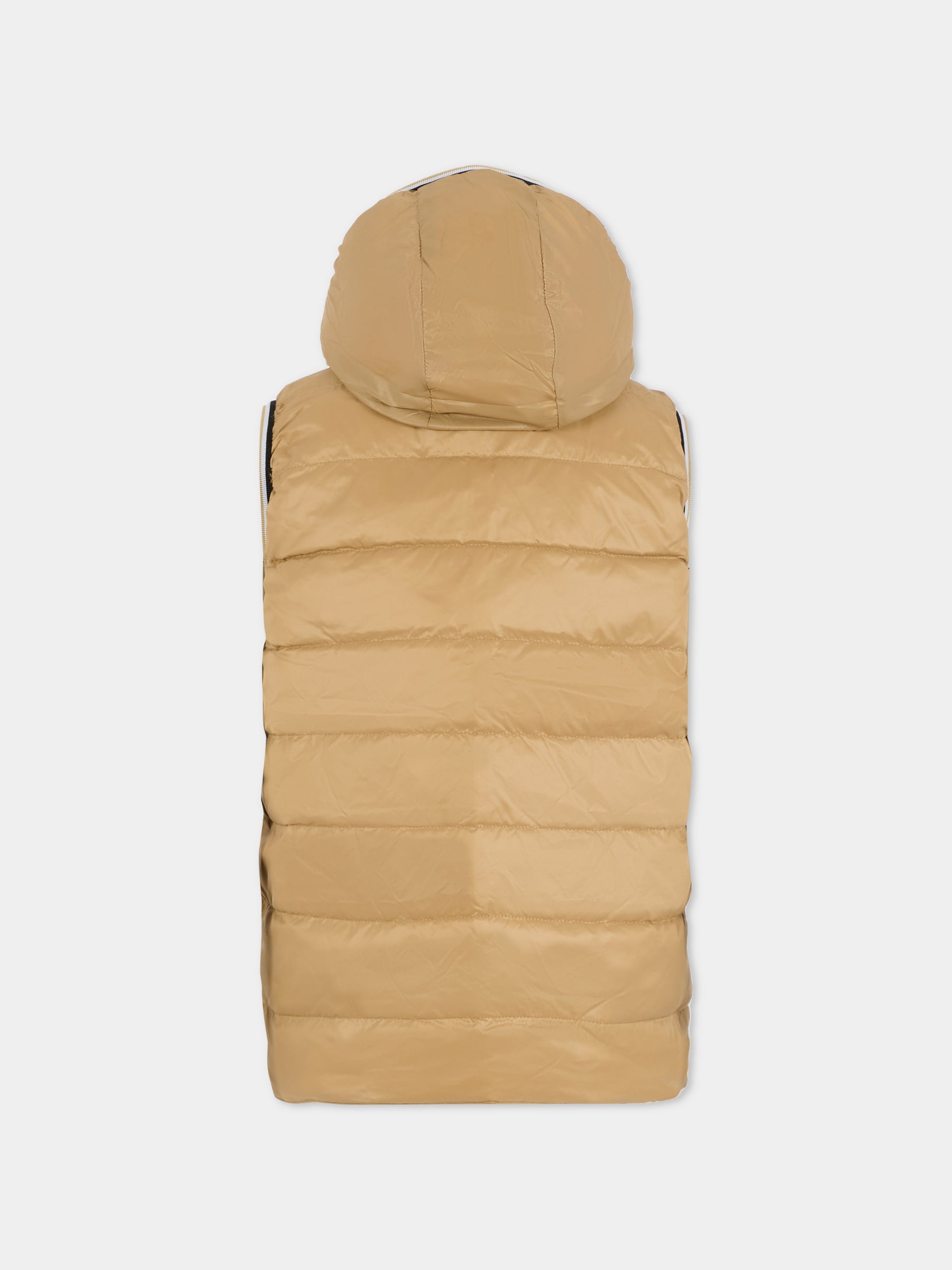 Gilet reversibile avorio per bambino con logo,Boss,J52395 21C