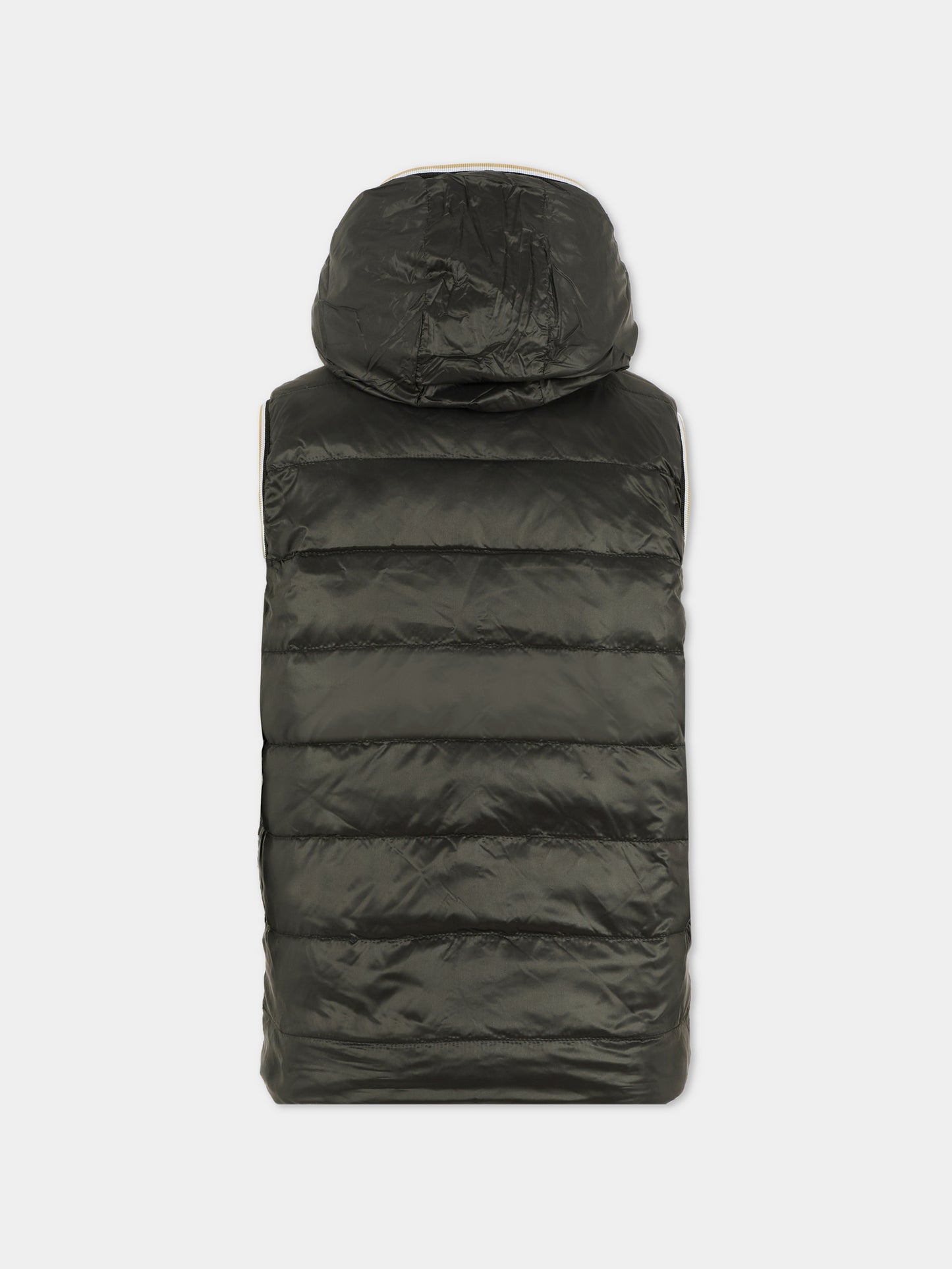 Gilet reversibile verde per bambino con logo,Boss,J52395 724