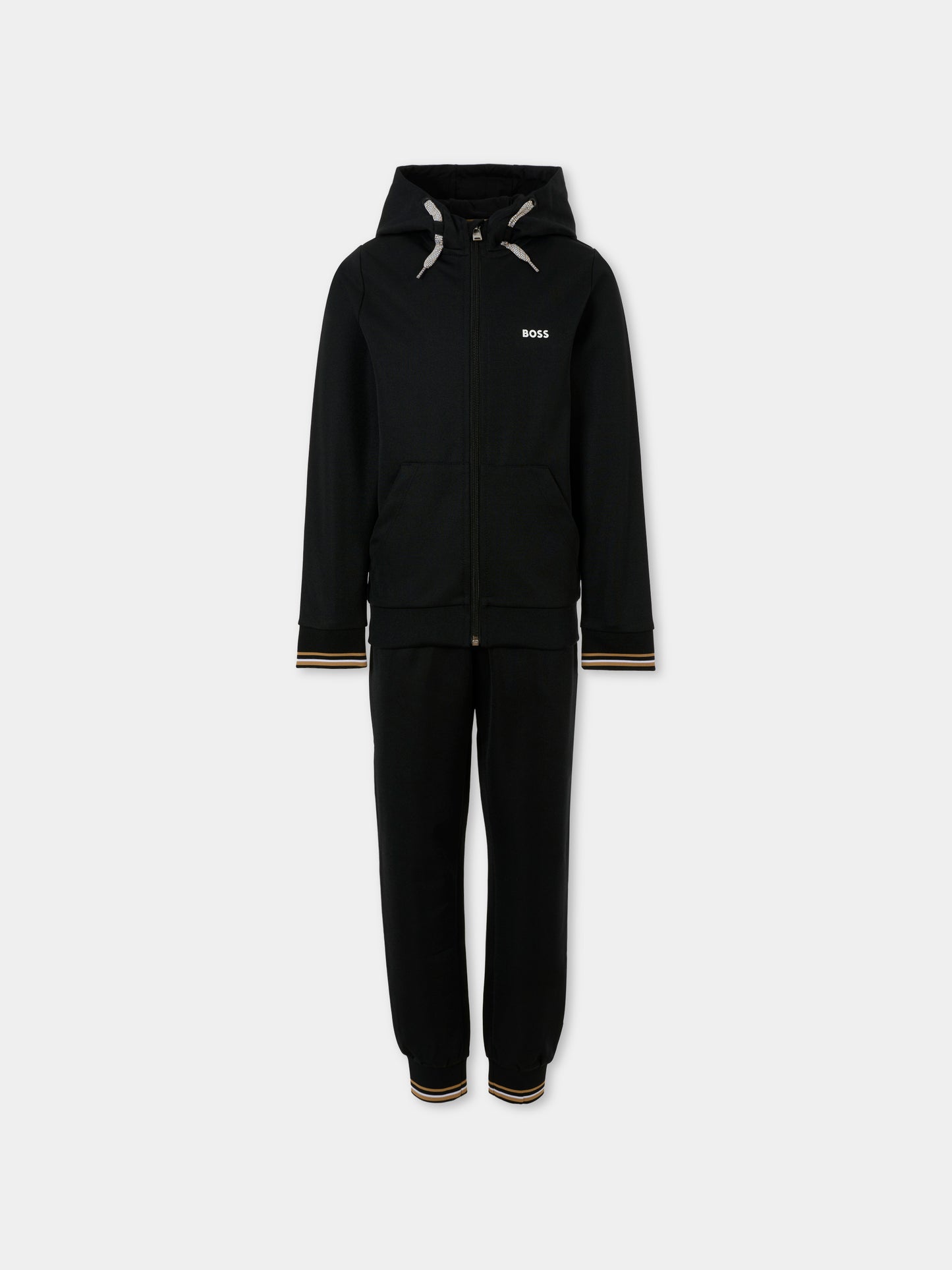 Completo nero per bambino con logo bianco,Boss,J52399 09B