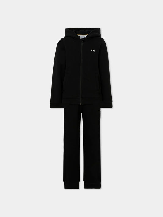 Completo nero per bambino con logo bianco,Boss,J52403 09B