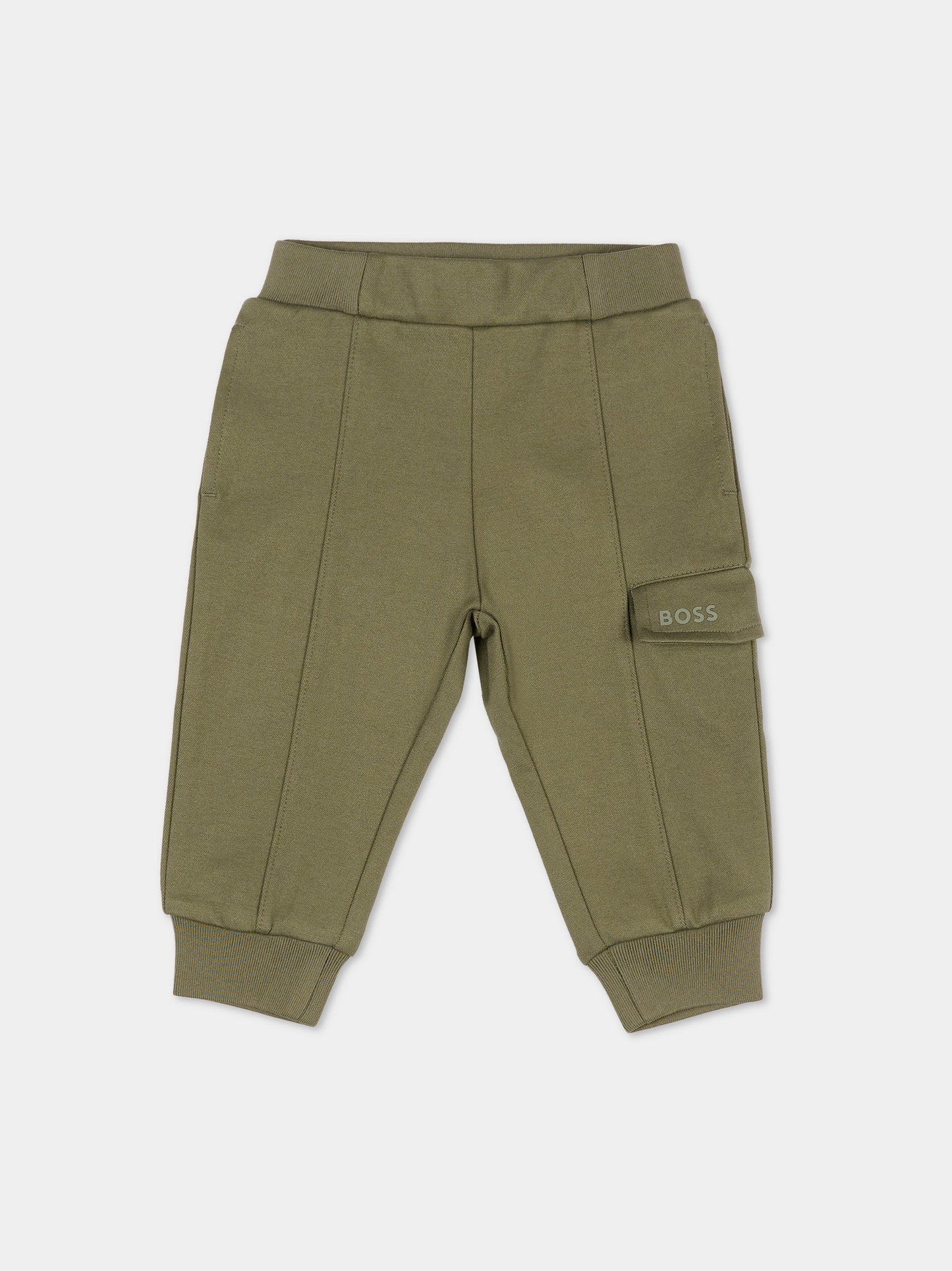 Pantaloni verdi per neonato con logo,Boss,J52436 724