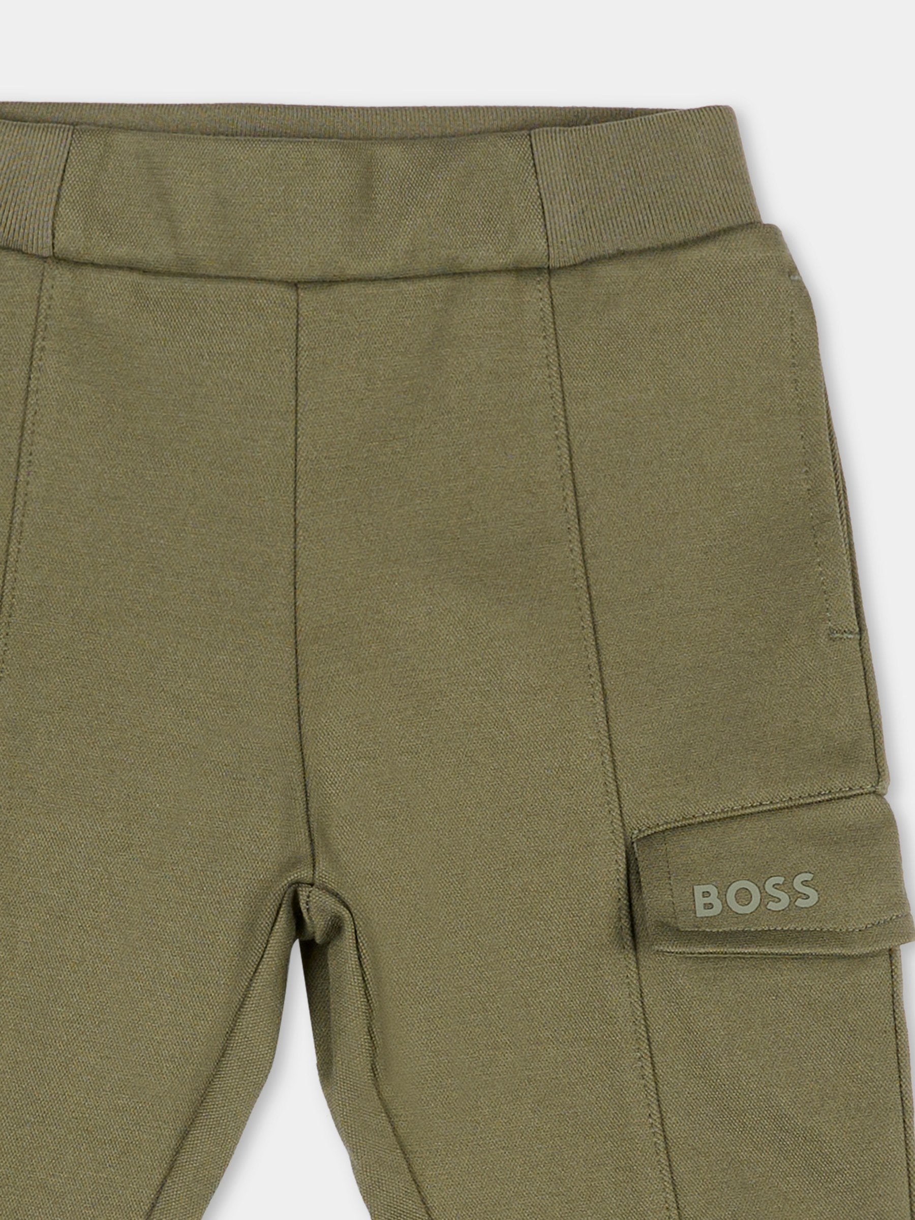 Pantaloni verdi per neonato con logo,Boss,J52436 724