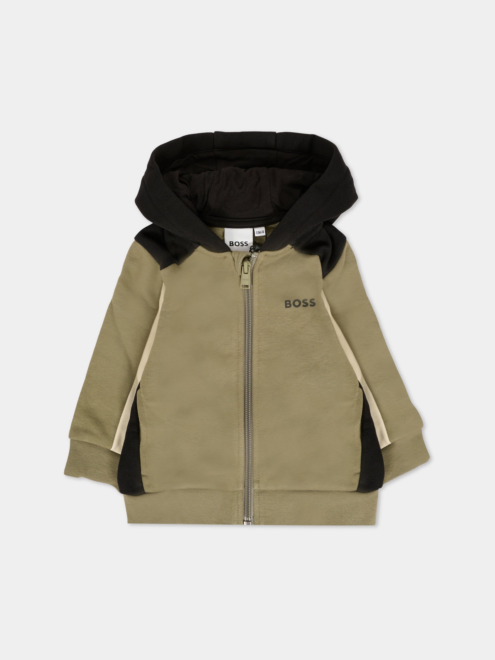 Felpa verde per neonato con logo,Boss,J52447 724