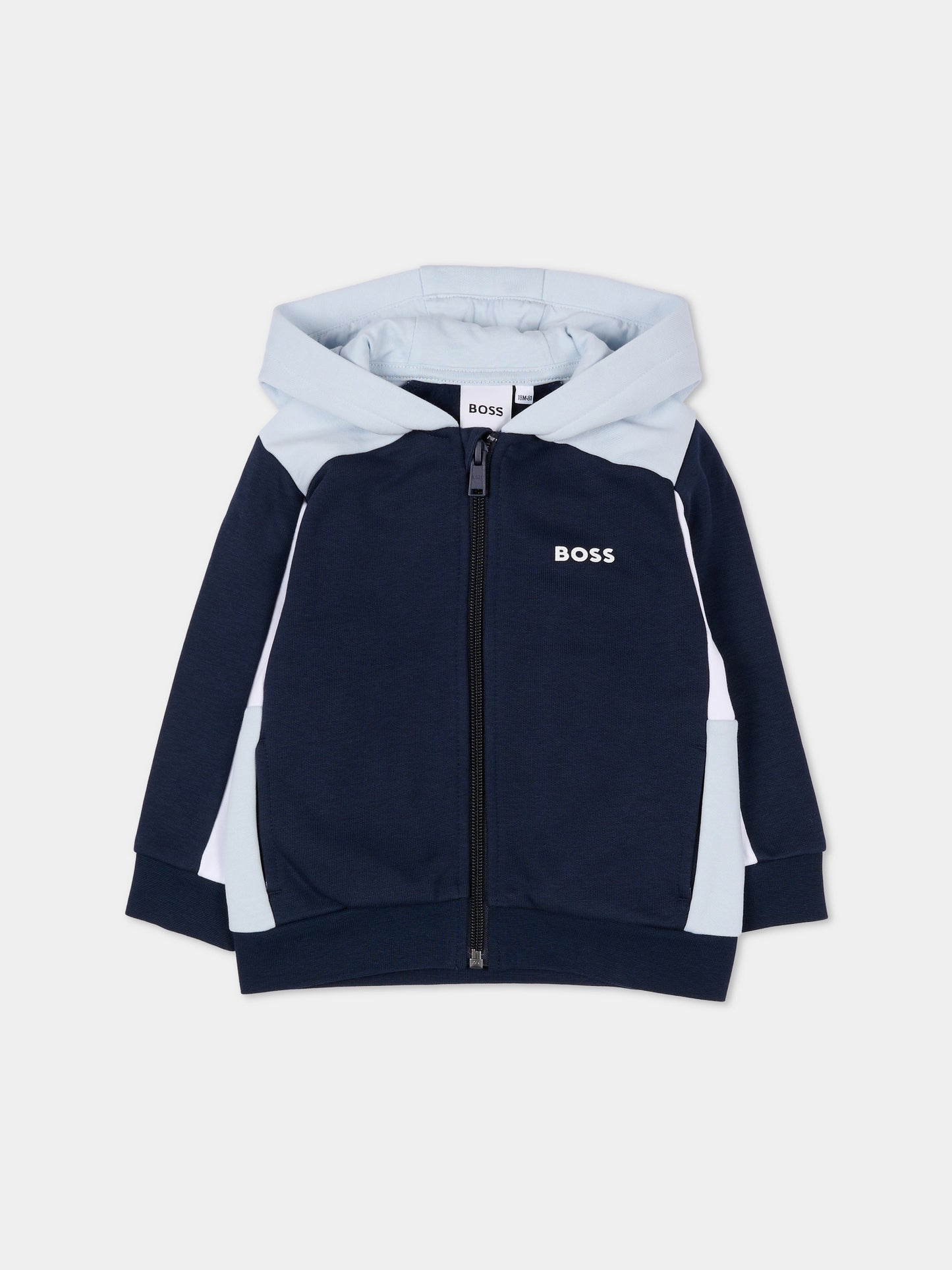 Felpa blu per neonato con logo,Boss,J52447 849