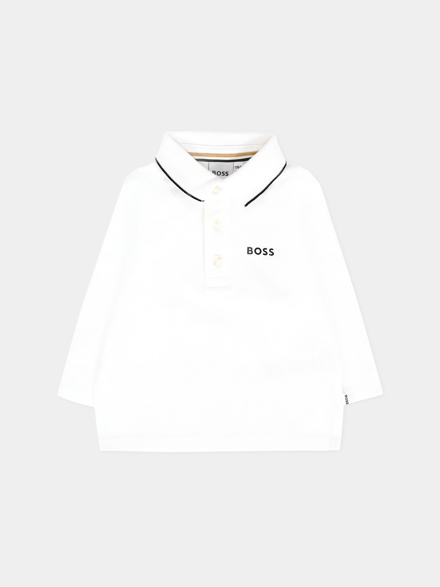 Polo bianca per neonato con logo,Boss,J52449 10P