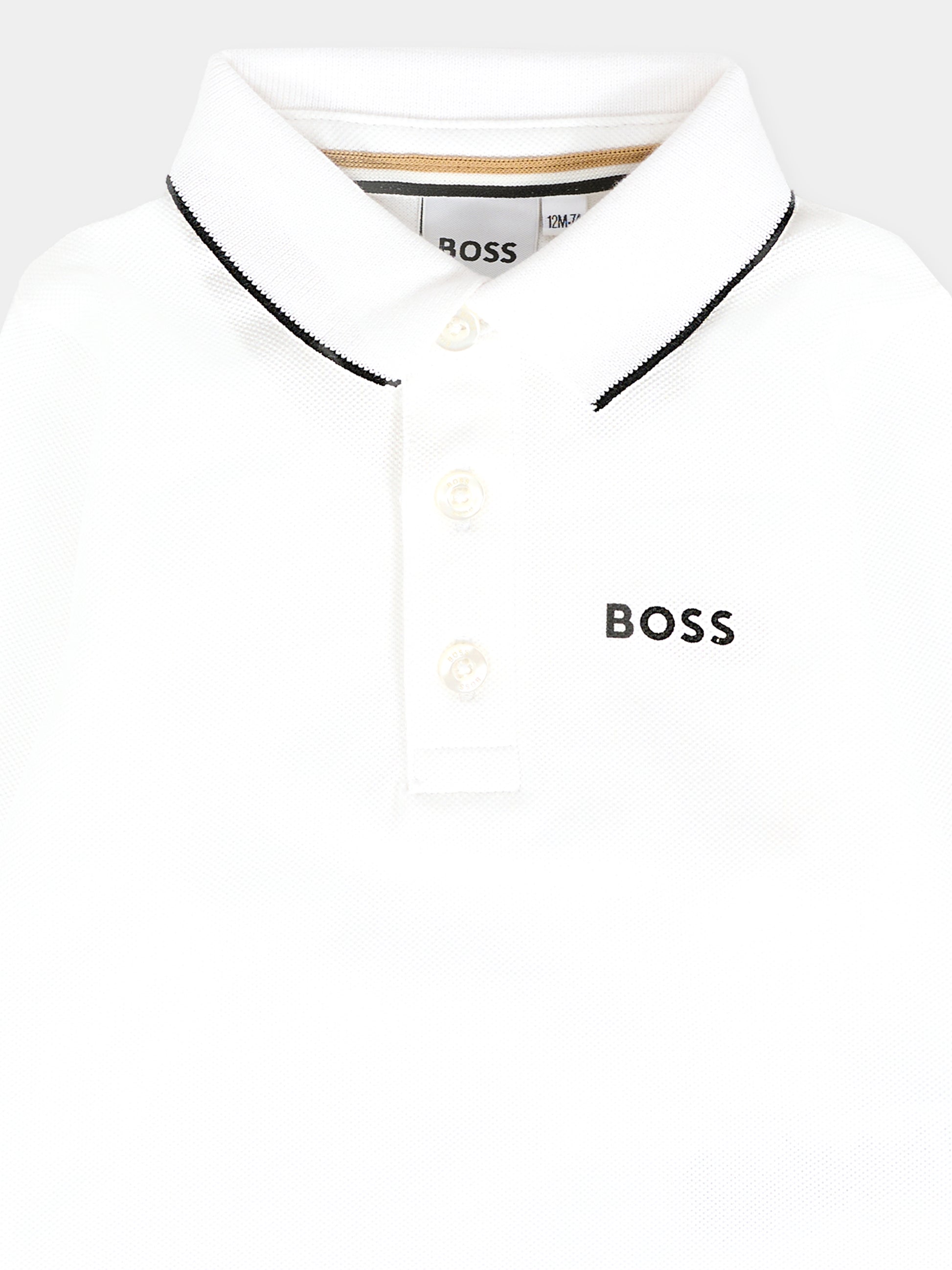 Polo bianca per neonato con logo,Boss,J52449 10P