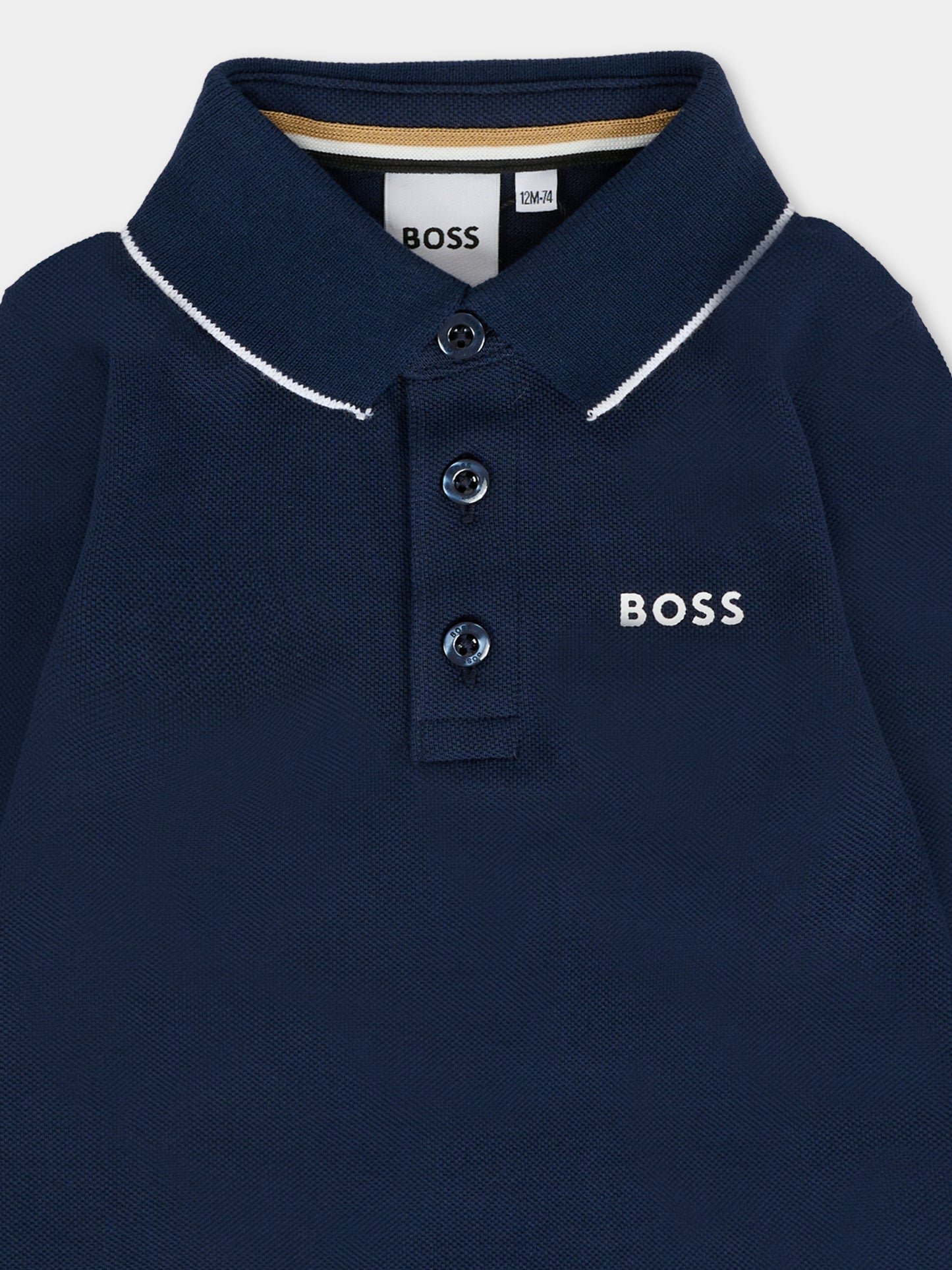 Polo blu per neonato con logo,Boss,J52449 849