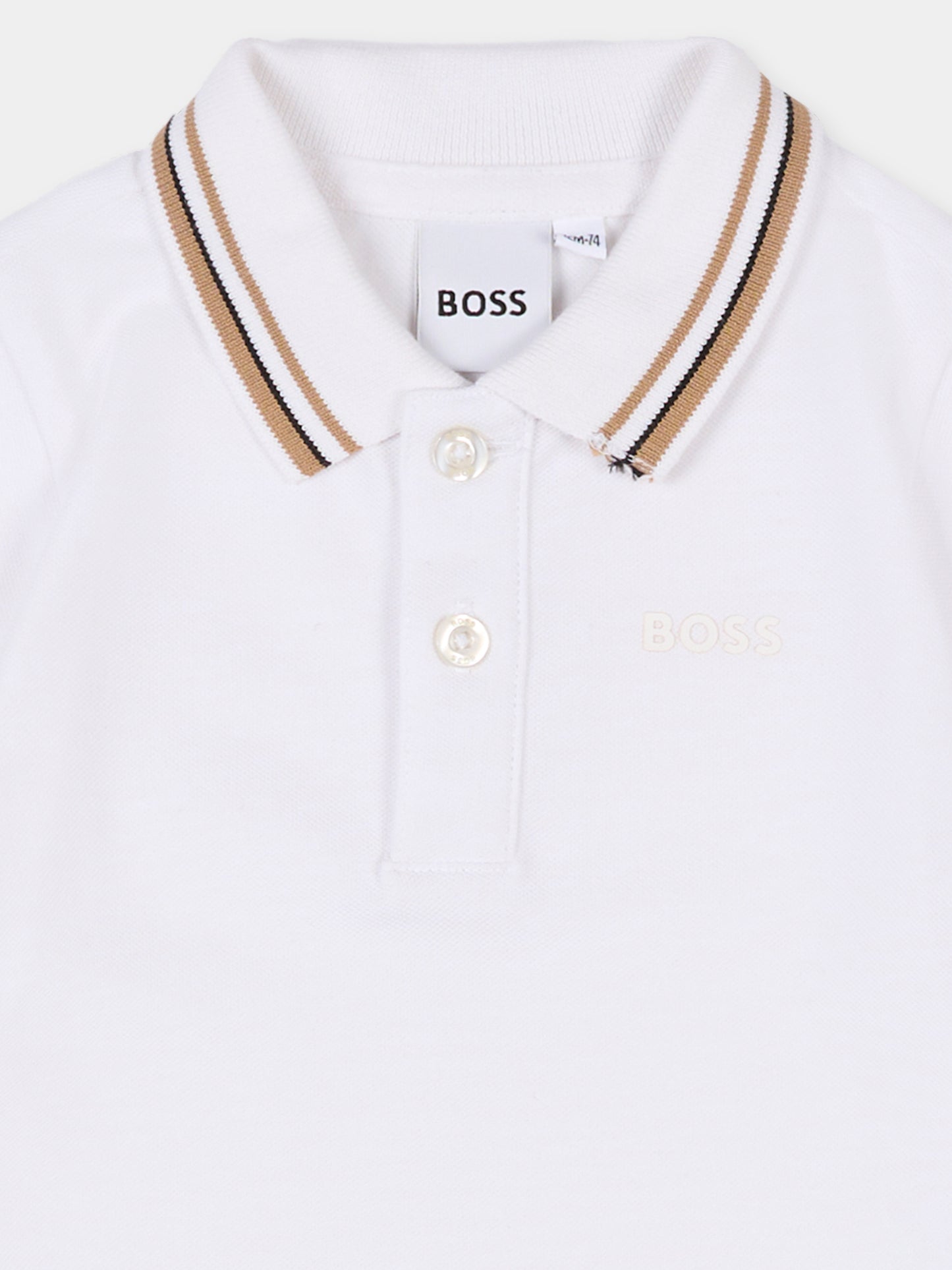 Polo bianca per neonato con logo,Boss,J52454 10P